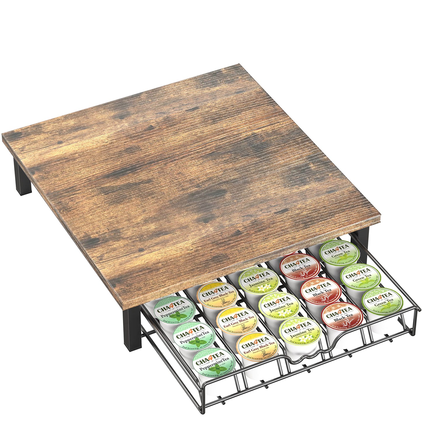 Deco Brothers K-Cup Holder Drawer for 30 Coffee Pods Storage, Rustic Brown