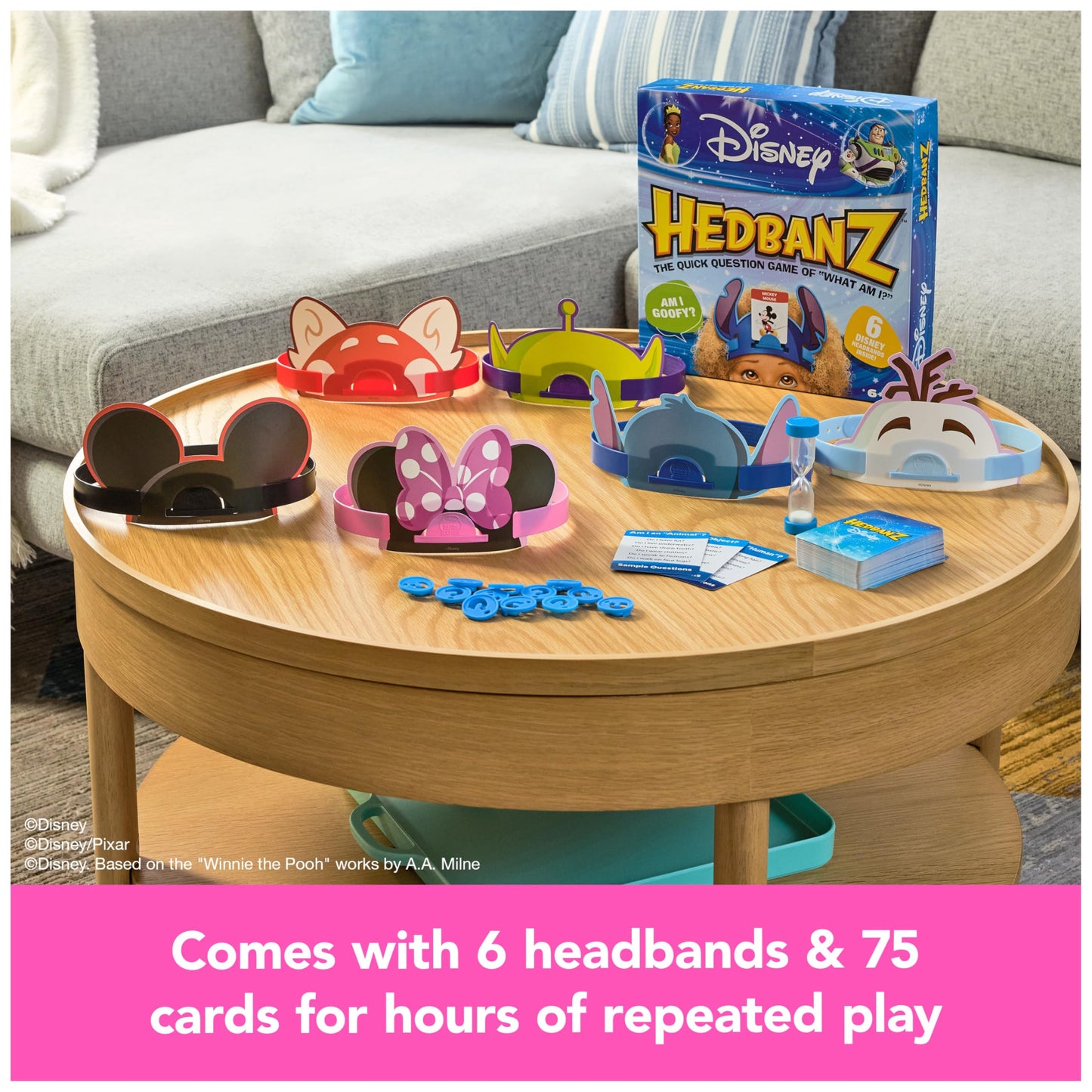 Spin Master Games, Disney Hedbanz, The Hilarious Meme Picture Guessing Game with Popular Disney Characters, 2-6 Players for Ages 6 & Up