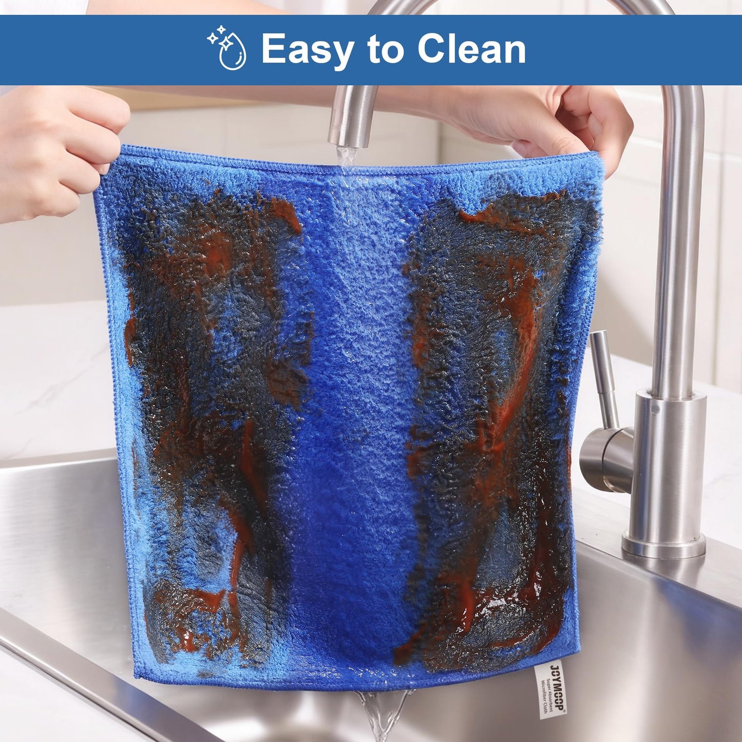 JOYMOOP Microfiber Cleaning Cloths 18 Packs, 11.8" x 11.8" Blue Reusable Kitchen Towels, Lint-Free Cleaning Rags, Super Absorbent Cleaning Cloths for Kitchen, Car, and Household Cleaning