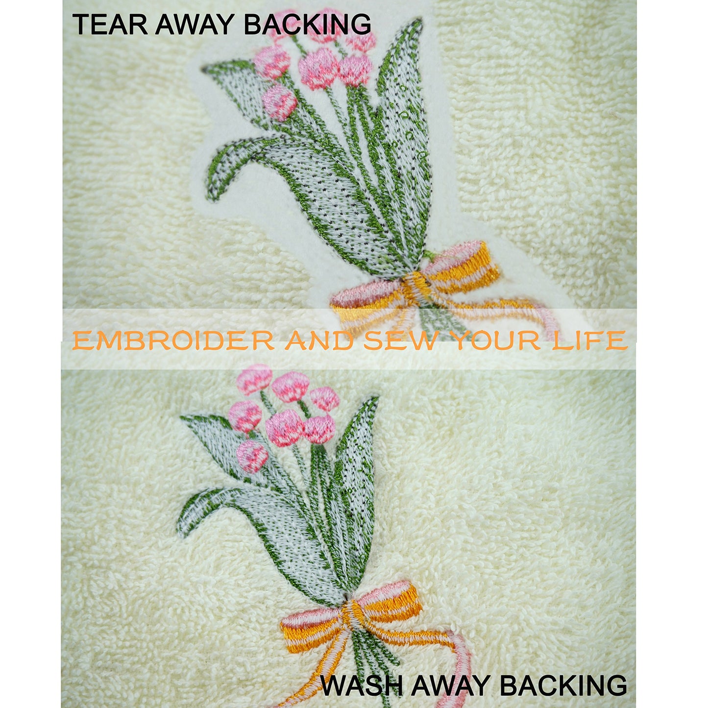 New brothread Wash Away - Water Soluble Machine Embroidery Stabilizer Backing & Topping 12" x 25 Yd roll - Light Weight - Cut into Variable Sizes for Machine Embroidery and Hand Sewing