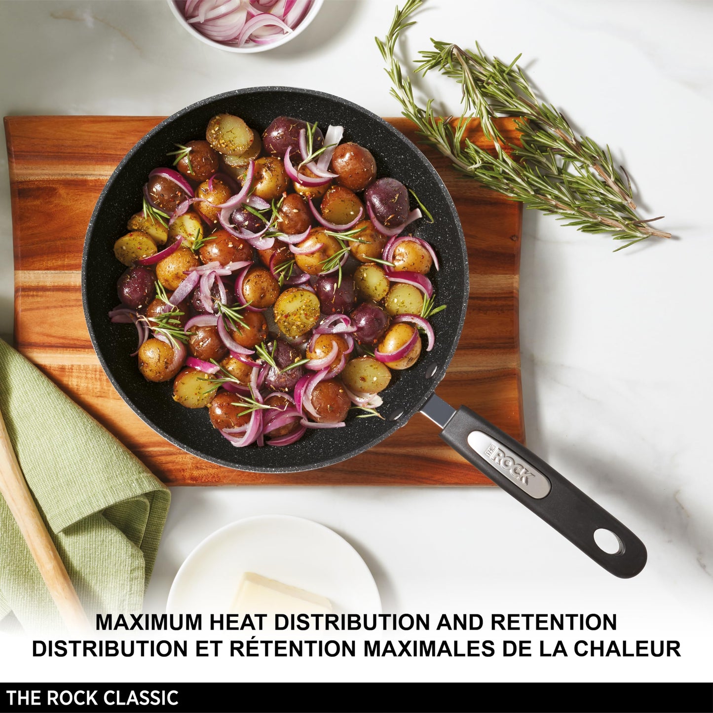 Starfrit The Rock Classic 12.5" (32cm) Non-Stick Deep Fry Pan with Helper Handle - Durable Forged Aluminum - Oven Safe - PFOA Free - Easy to Clean