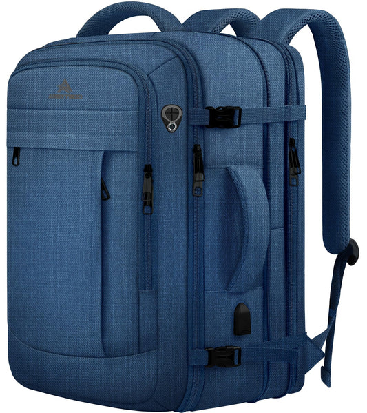 55L Big Capacity Carry On Laptop Backpack Large Travel Backpack for Men, Expandable Water Resistant Overnight Weekender Luggage Gym Daypack Rucksack Traveling Backpack, Traveler Gifts, Blue