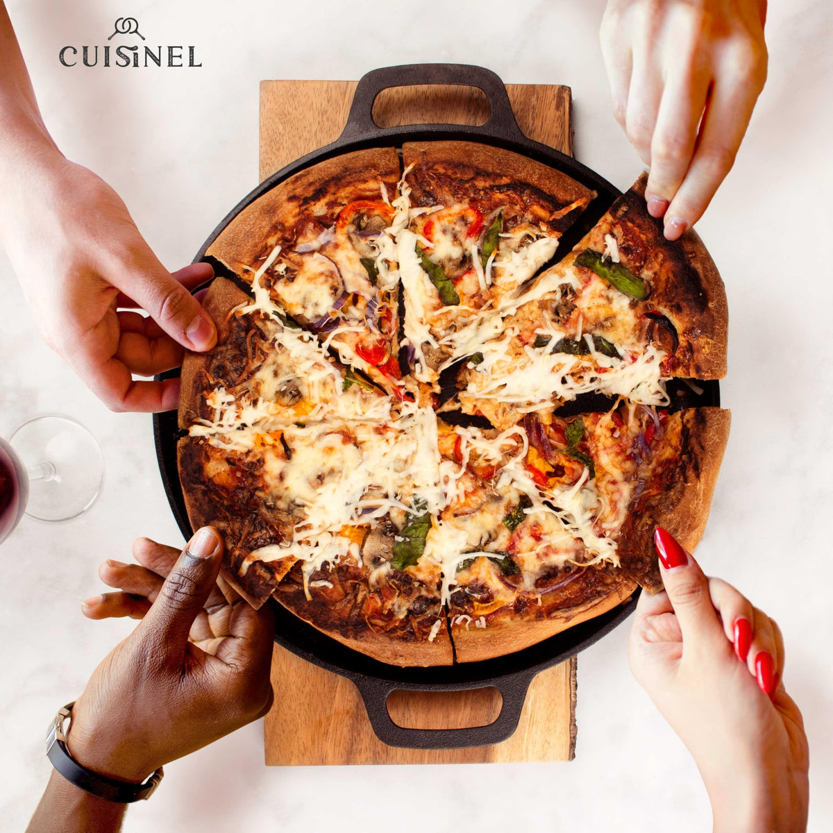 Cast Iron Pizza Pan/Round Griddle - 13.5"-Inch Flat Skillet - Great for Crepes and Frozen Pizza - Pre-Seasoned Comal for Tortillas - Dosa Tawa Roti - Baking, Stove, Oven, Grill, BBQ, Campfire Safe