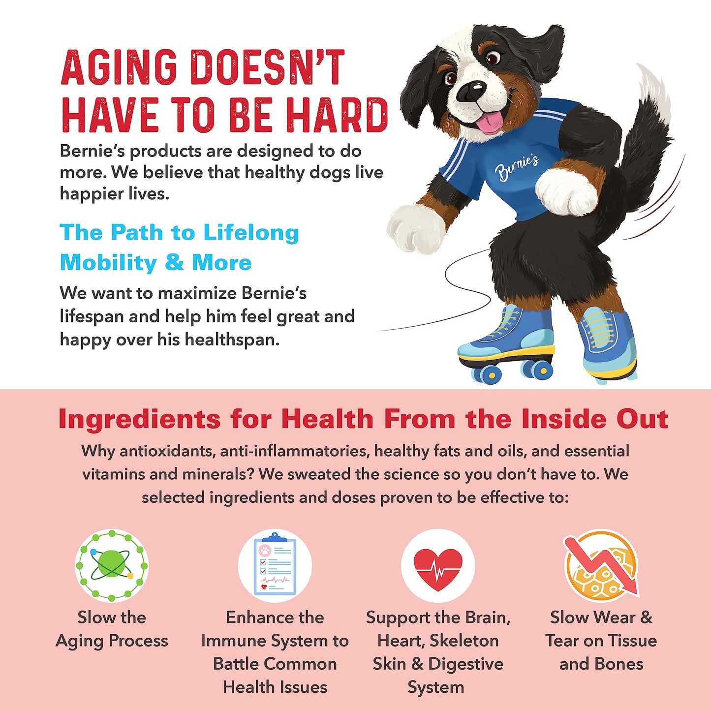 Bernie's Marvelous Mobility - Daily Dog Hip and Joint Supplement - Maintains Overall Well Being & Promotes a Healthy Immune System (90 Count)