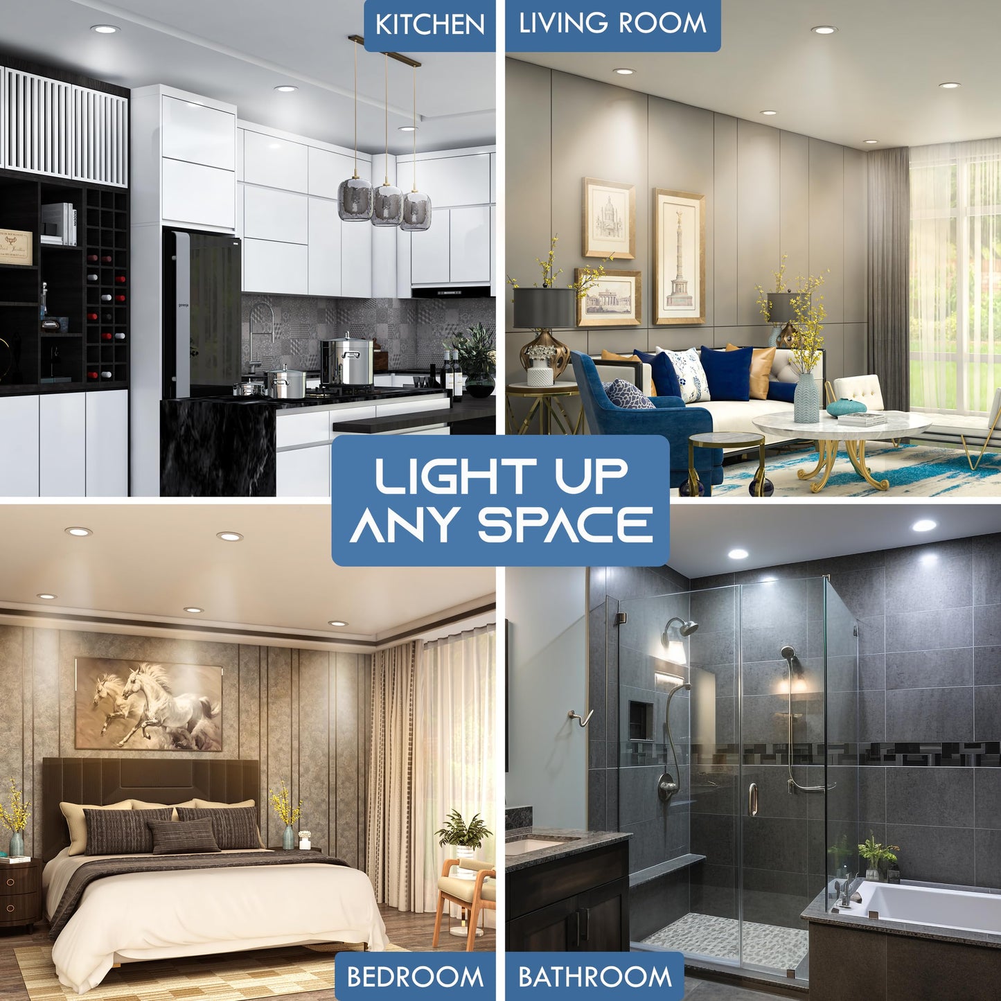 IMPOTEK 4 Inch LED Recessed Ceiling Slim Pot Lights with Junction Box 5 CCT 2700K/3000K/3500K/4000K/5000K Dimmable ICRated ETL Energy Star Listed 9W 800LM - RCL1-9W4IN (Pack of 4)
