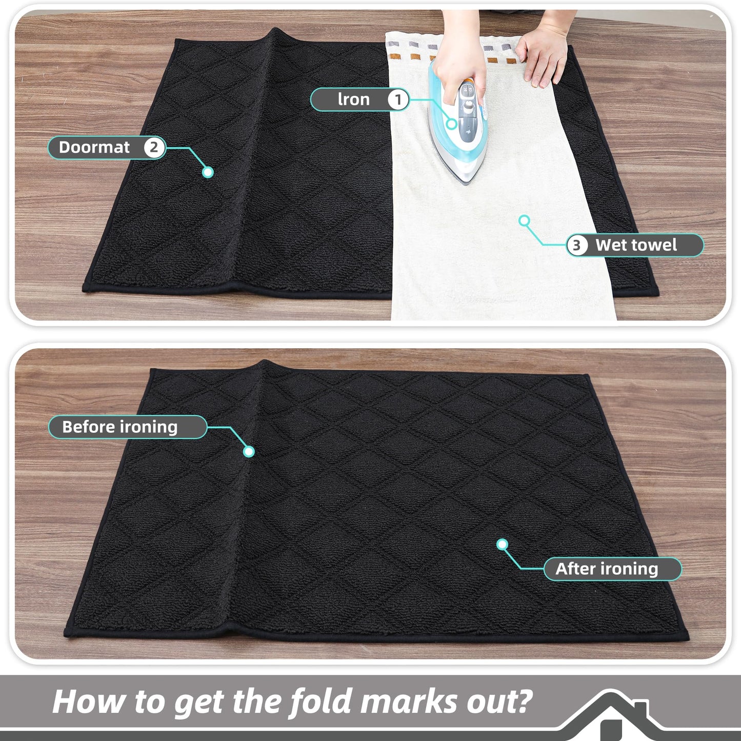 BEQHAUSE Door Mat 32" x 48", Front Back Door Mat Non-Slip, Absorbent Resist Dirt Entrance Doormat Low-Profile Floor Mats Washable Rugs for Entryway Welcome Mat, Black