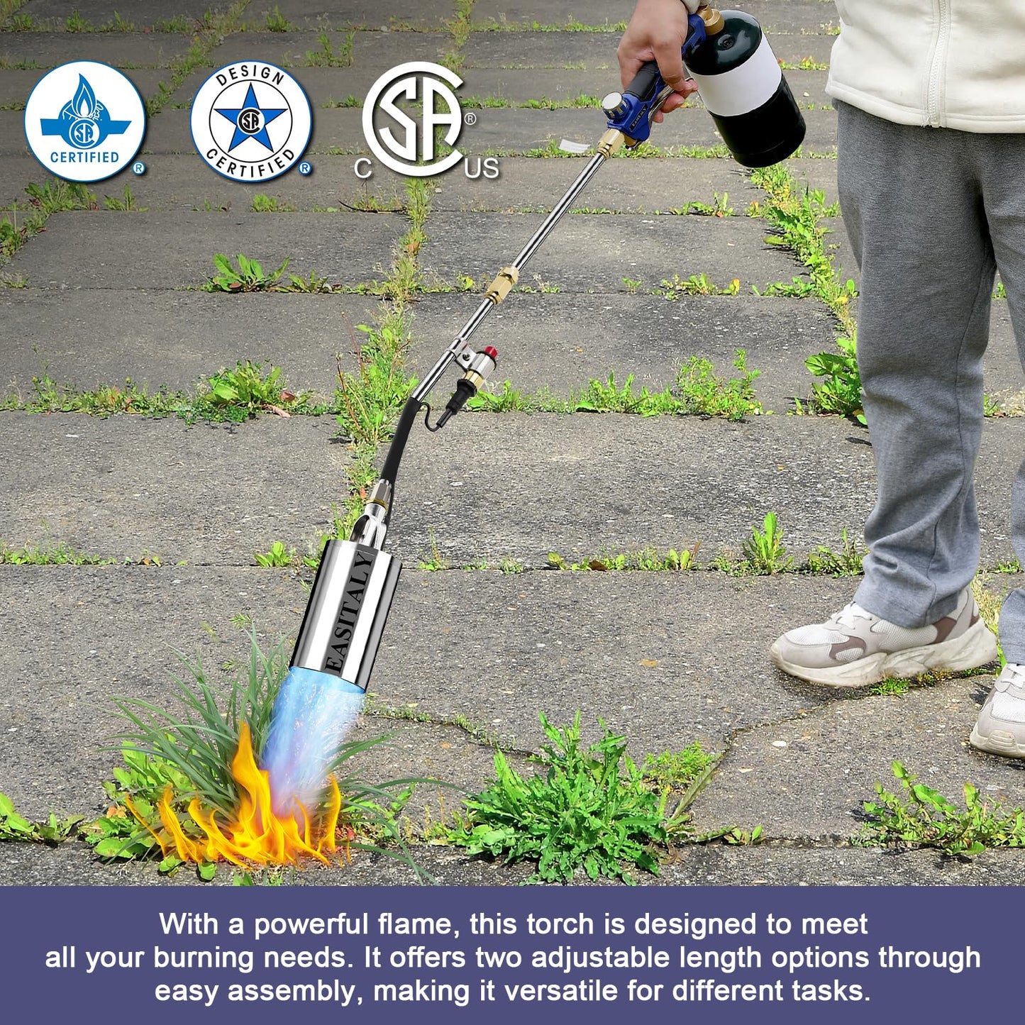 Propane Torch Weed Burner Kit,High Output with 12.5FT Hose,Heavy Duty Blow Torch Flamethrower with Long/Short Mode for Flame Weeding, Ice Snow Melting, Asphalt & BBQ(33.3")