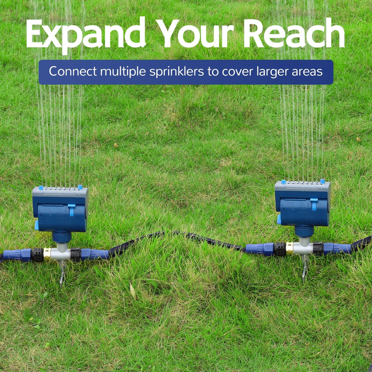 Airthereal Oscillating Sprinkler with Metal Step Spike and Quick Connect Adapter Set, Control Watering Range, Width, and Flow Rate, Covers up to 4,069 sq.ft., [2-Pack]