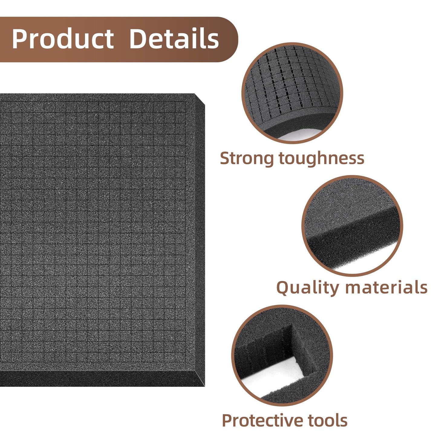 DECOHS 4 Pieces Foam Pick Up and Pluck 16 x 12 x 2', Foam Insert for Pick and Plucking, Precube Foam with Bottom Use for Board Game Boxes, Storage Boxes