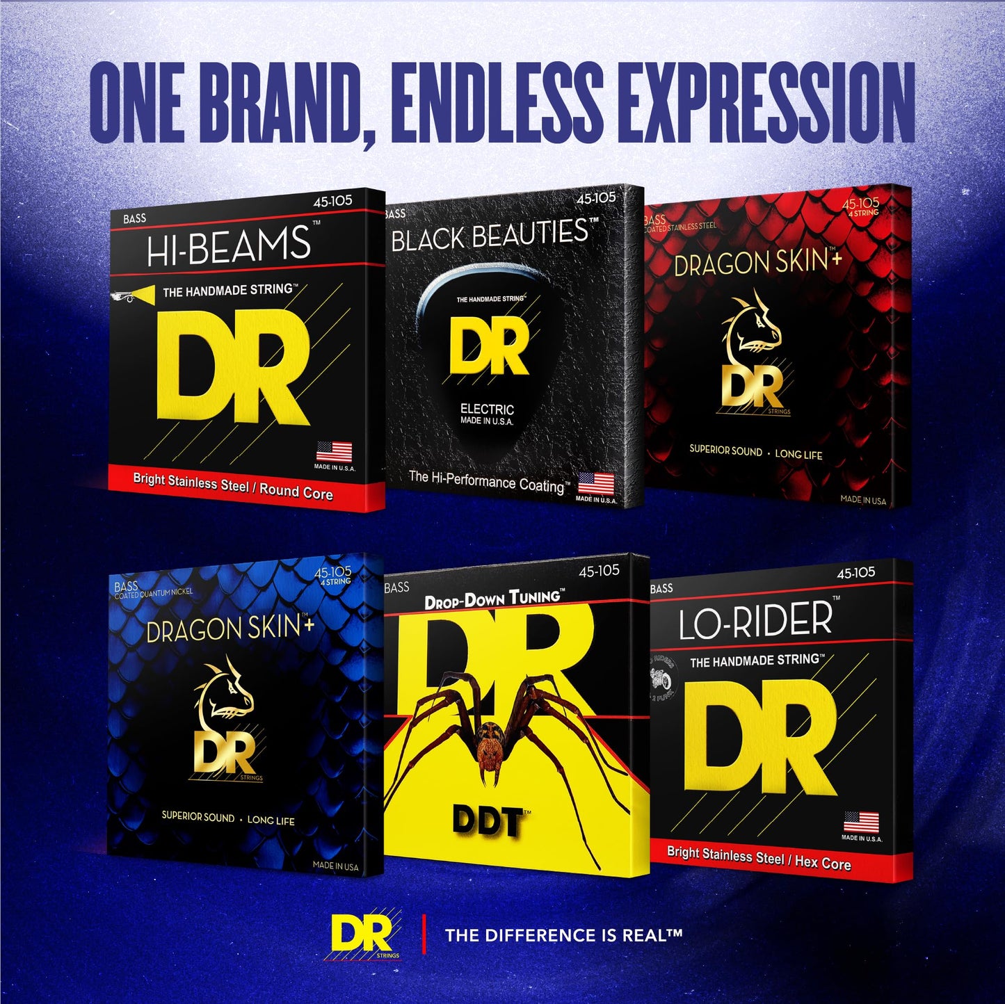 DR Strings PURE BLUES Bass Guitar Strings (PB5-40)
