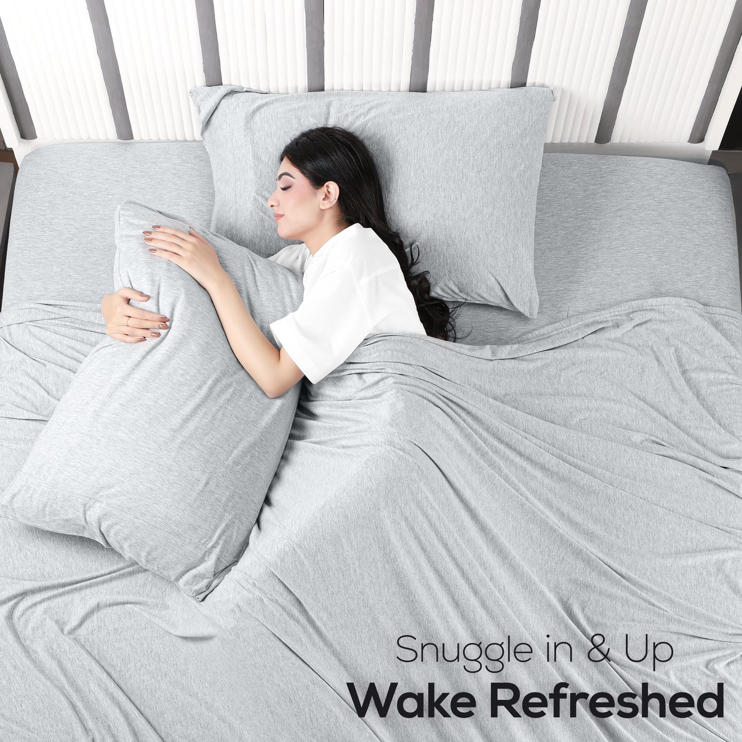 Utopia Bedding Jersey Knitted Bed Sheet Set - 4 Pieces, King - Soft Brushed Jersey Fabric, Light Grey