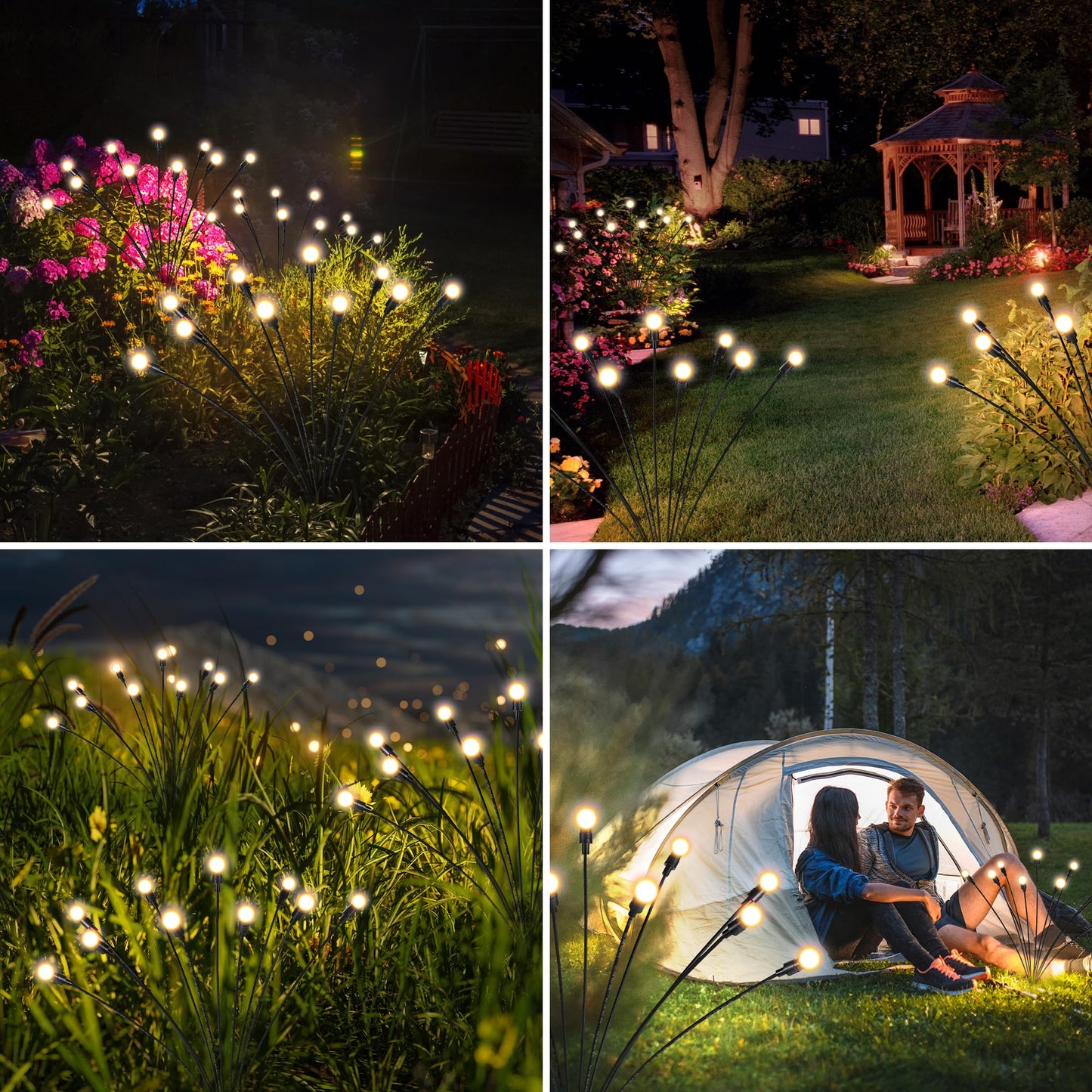 SUNCKET 6 Pack Solar Fairy Lights, Warm White Solar Lights Outdoor Waterproof, Outdoor Solar Lights for Outside Patio Garden Yard Front Porch Decor