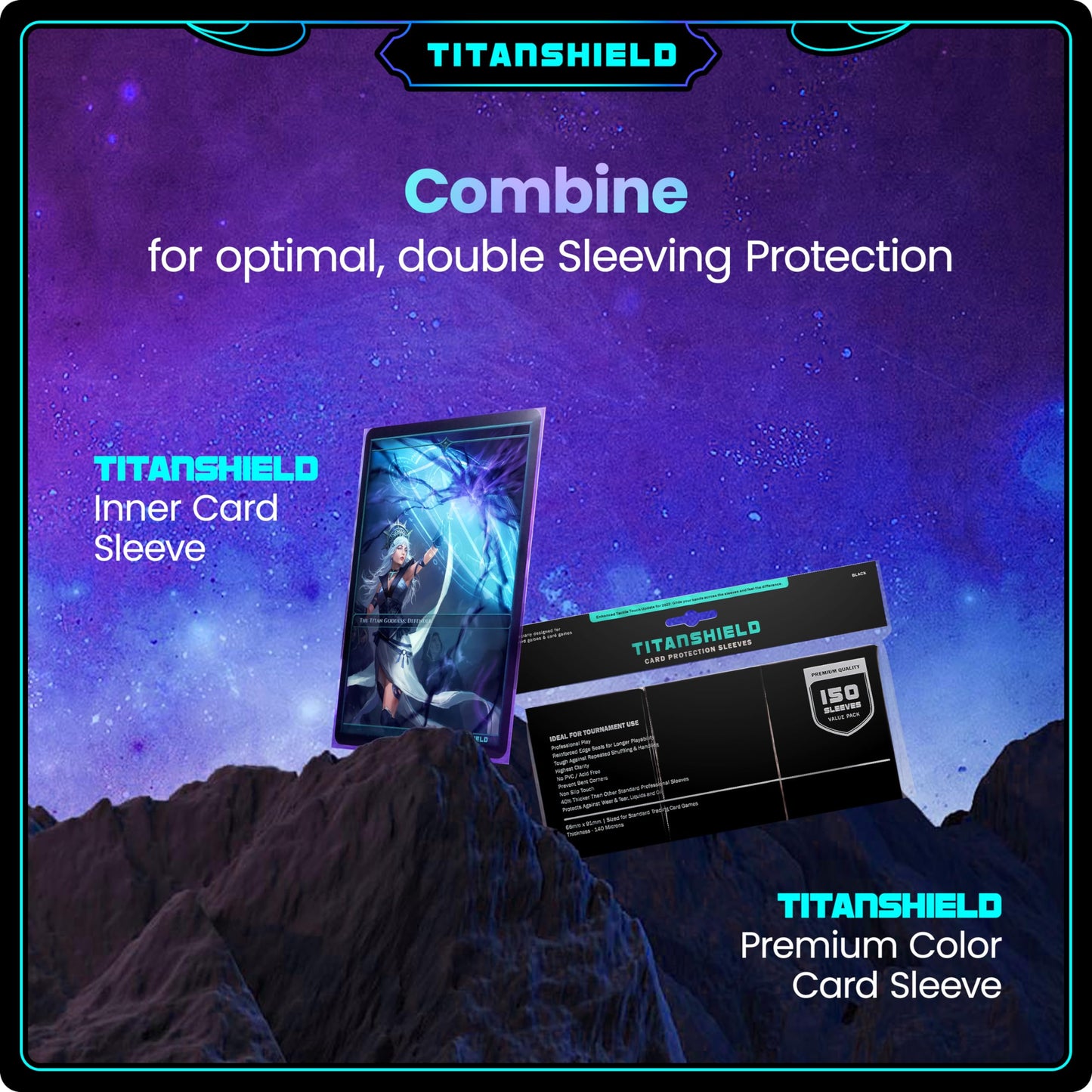 TitanShield | Inner Sleeves | Perfect Fit Card Sleeves | Compatible with Pokémon Cards MTG Magic The Gathering Lorcana | for Double Sleeving (Daylight (Transparent), 1000 ct)