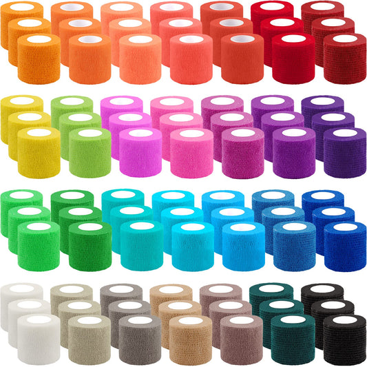 BQTQ 84 Rolls Self Adhesive Bandage Wrap 2 Inch x 5 Yards Self Adherent Wrap Tape Breathable Athletic Wrap Stretch Bandage Self Sticking Bandge Wrap for Athletic Sports(Rich Color)