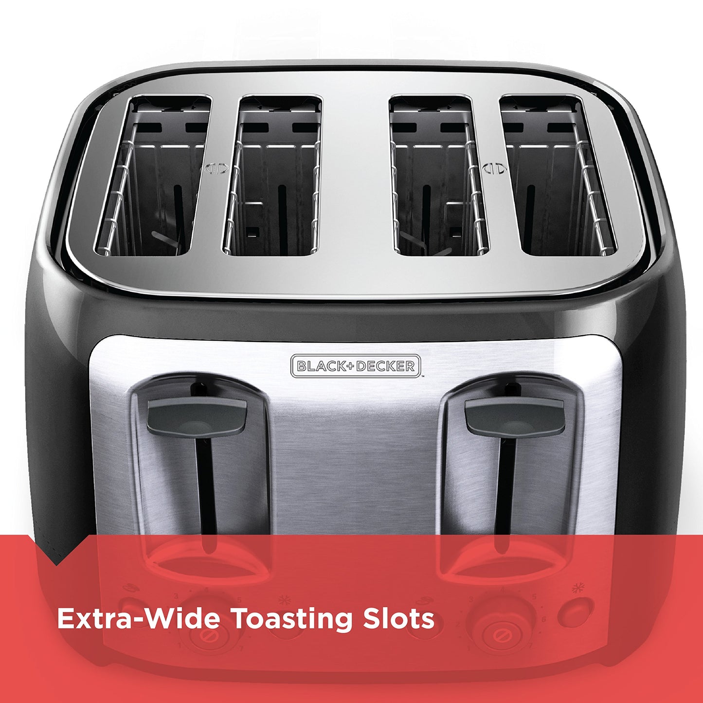 BLACK+DECKER Toaster, 4 Slice, Extra Wide Slots for Bagels and Artisan Breads, Black, TR1478BD