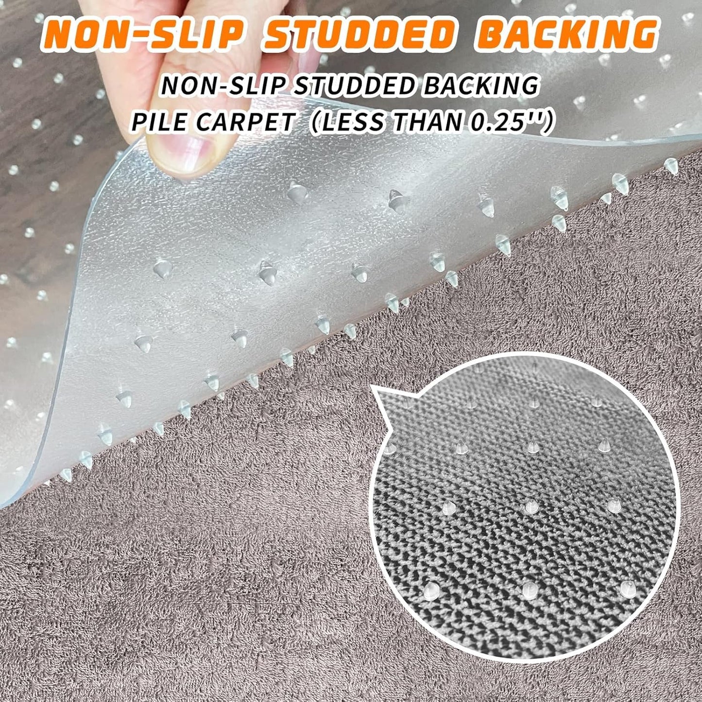 SHAREWIN Office Chair Mat for Carpet Floors, Desk Mats 48"X36" for Rolling Desk on Low Pile Carpets, Rectangle Computer Gaming Plastic Floor Mats for Office Chair on Carpet, Flat Without Curling