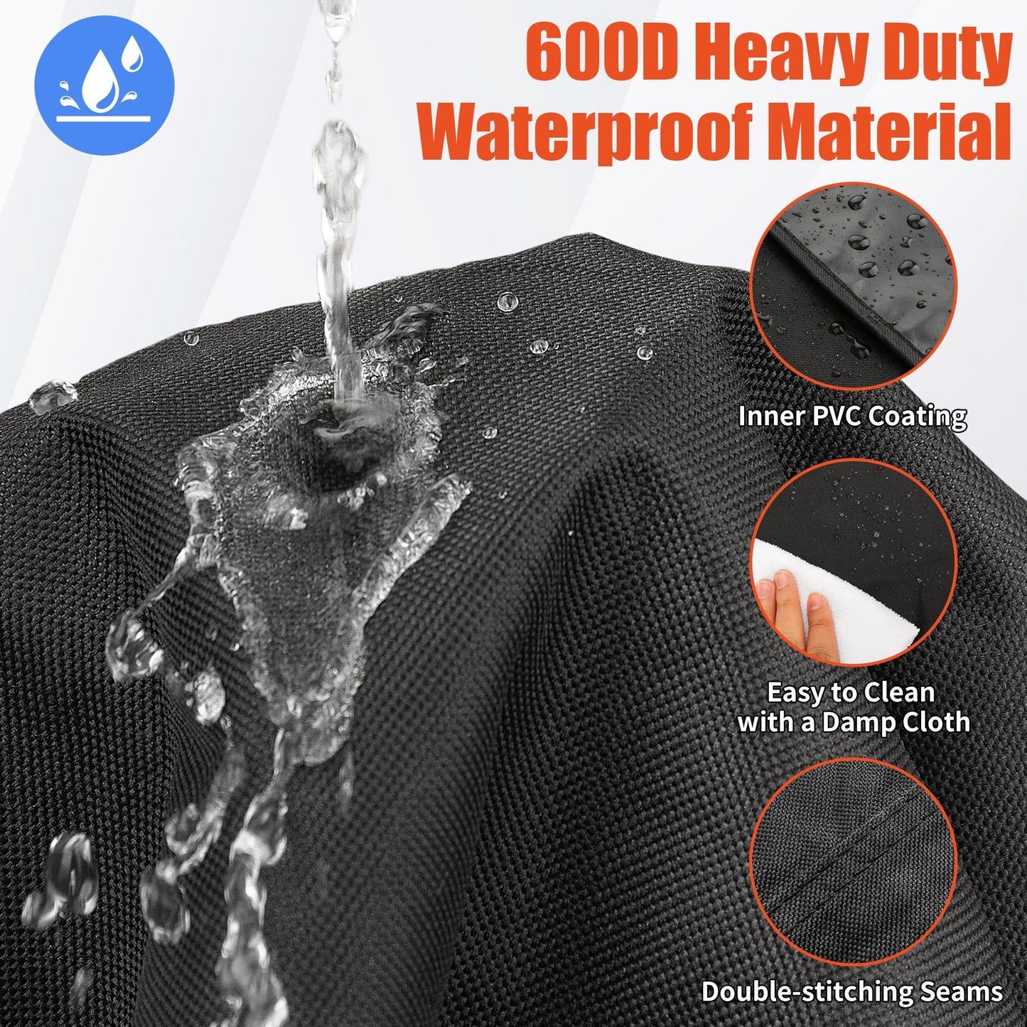 iCOVER Grill Cover 55in, 600D Heavy Duty with Mesh Air Vent, Waterproof Barbecue Gas Smoker Cover, UV and Fade Resistant, Fits Weber Char-Broil Nexgrill Brinkmann and More