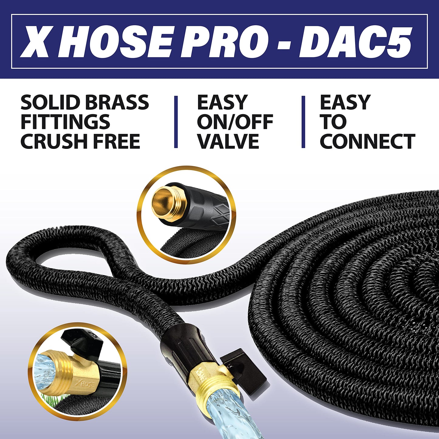 X-Hose Pro Expandable Garden Hose 25Ft, Heavy Duty Lightweight Retractable Water Hose, Flexible Hose, Weatherproof, Crush Resistant Solid Brass Fittings, Kink Free Expandable Hose as Seen on TV