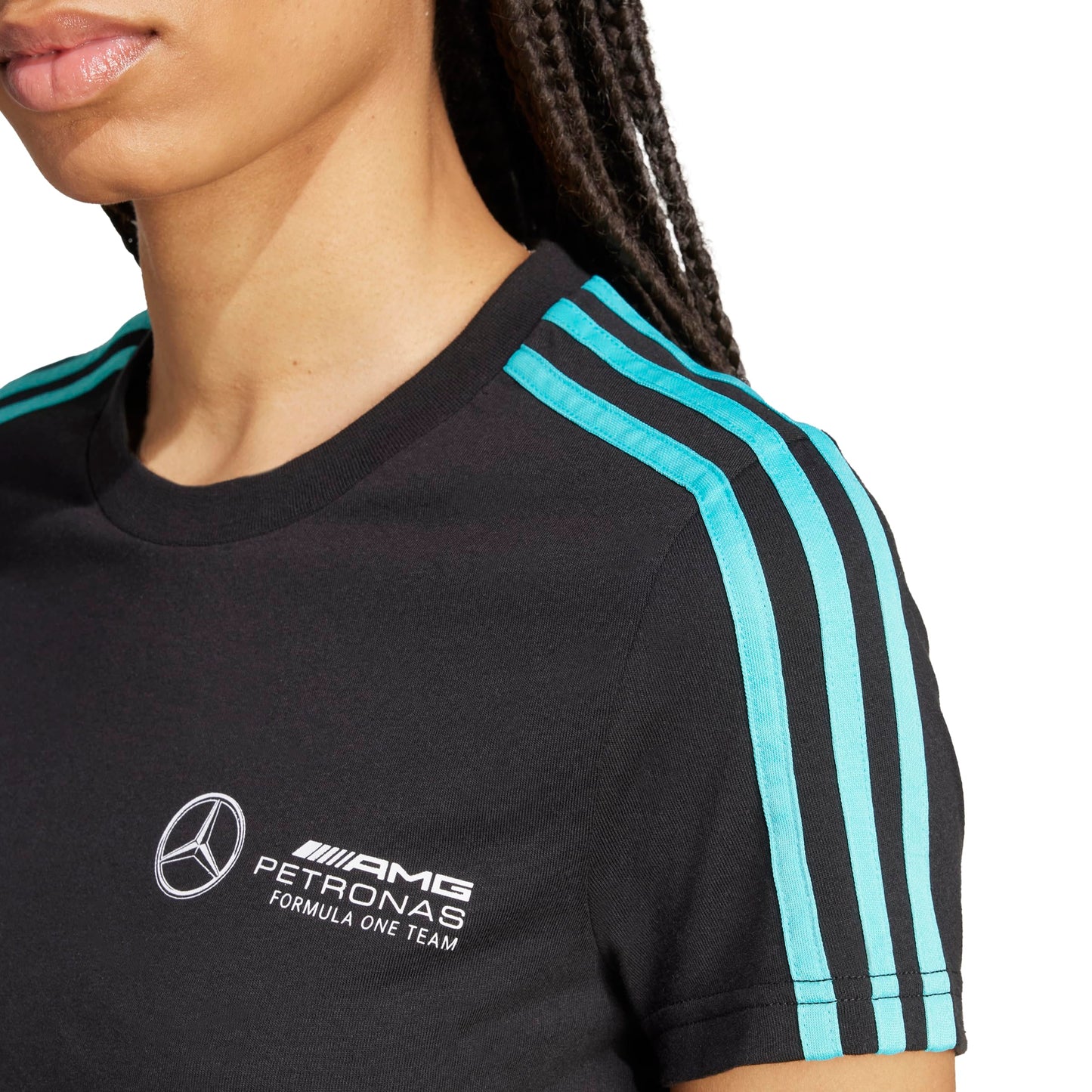 adidas Womens Mercedes - AMG Petronas Formula One Team T-Shirt, Black/White, Medium