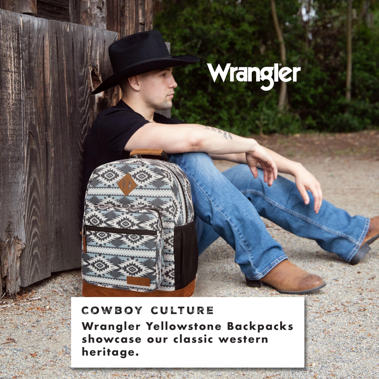 Wrangler Yellowstone Sturdy Backpack for Travel Water Resistant Casual Daypack for Laptop Notebook, Grey, Classic