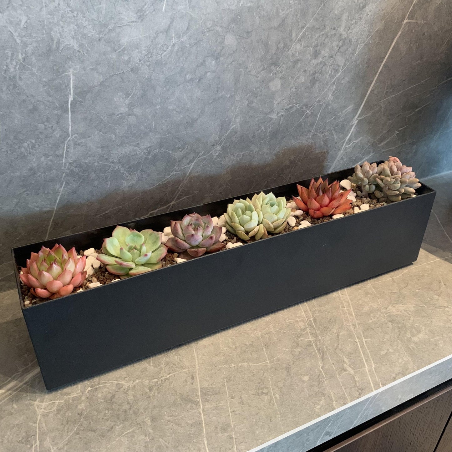 PSOIRGCNH Modern Metal Steel Trough Planter - Rectangle Planters for Indoor Planters - 16" Window Sill Planters - Table or Window Boxes Planter - Windowsill Herb Planter(1pc Short Black)