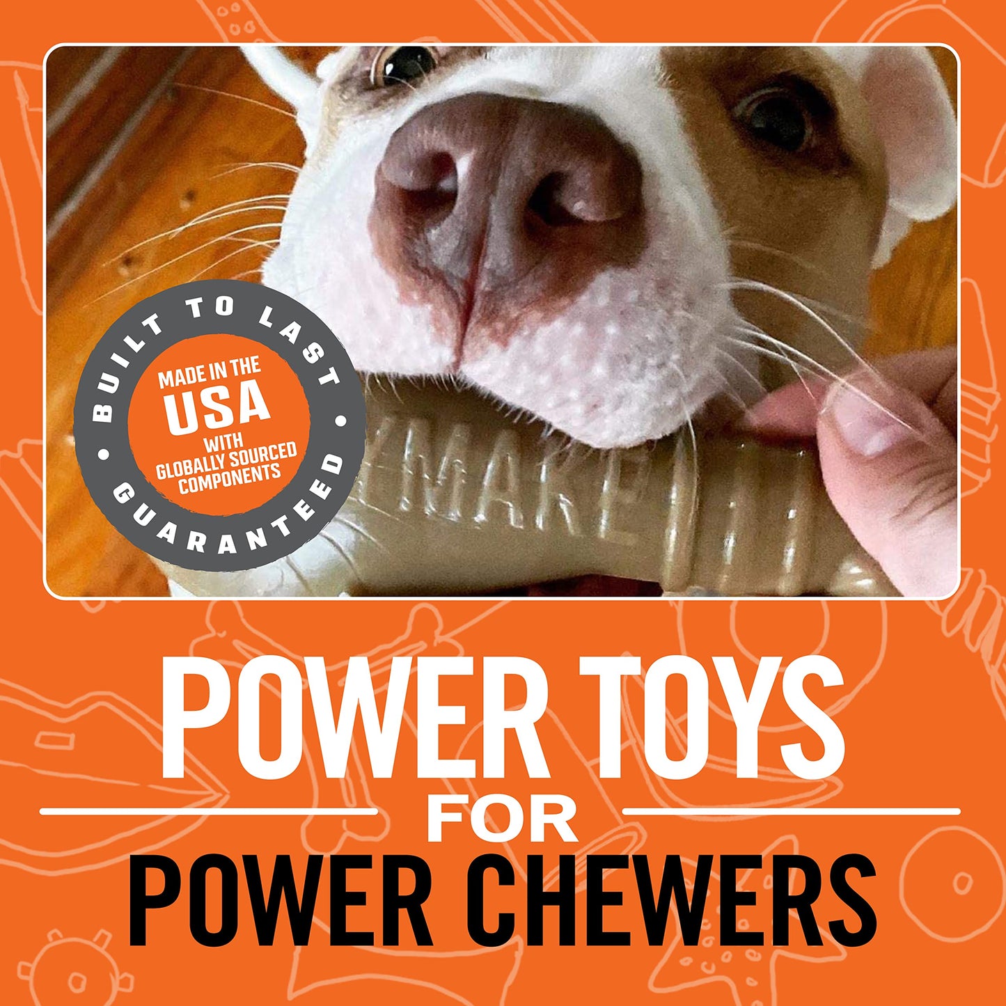 BULLYMAKE Brown Tough Chew Turkey Leg Toy for Dogs, Durable Nylon Dog Toys for Aggressive Chewers, Dental Stimulating, Tough Chew, Boredom Busting, Pet Supplies, Made in USA