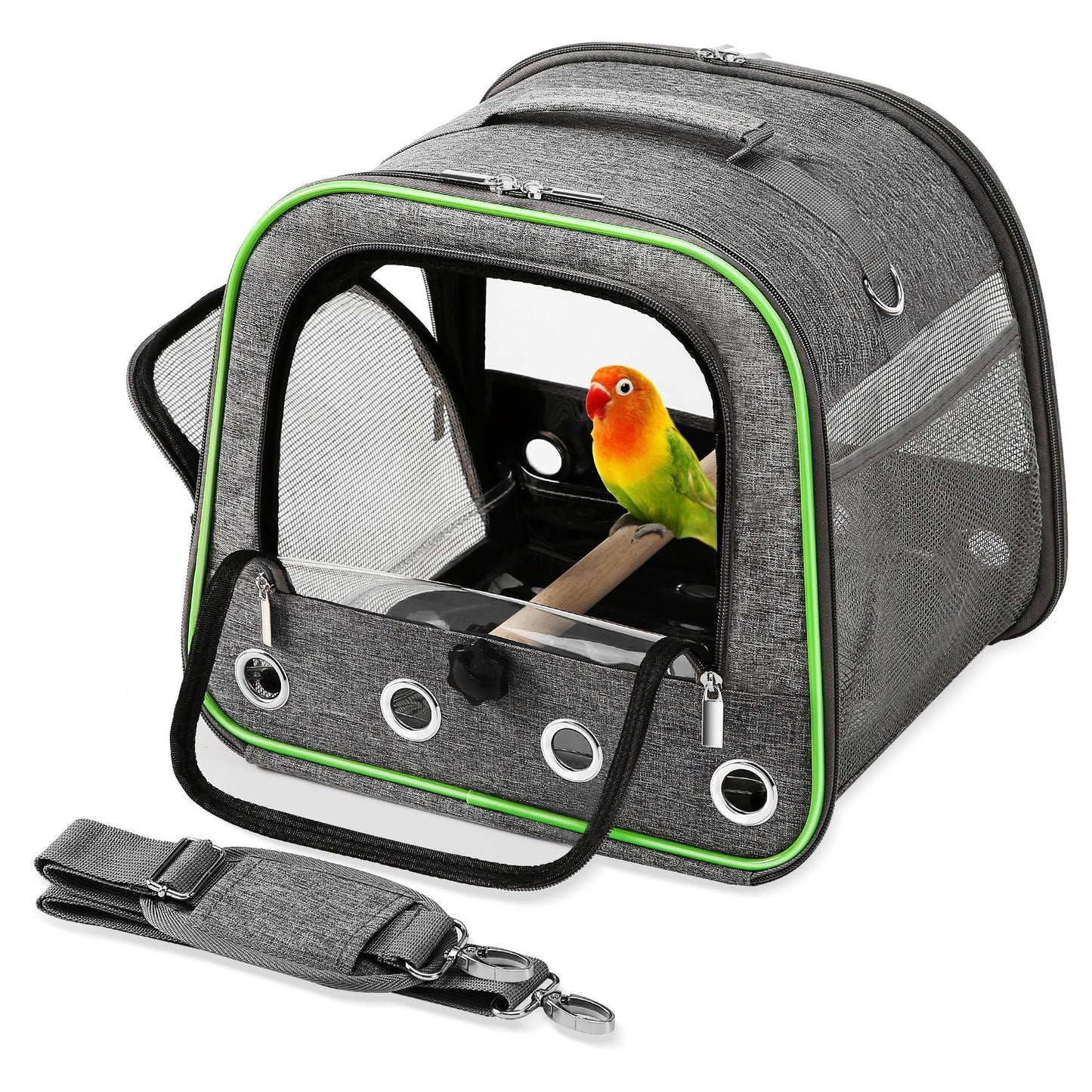 Suertree Upgraded Small Bird Carrier, Lightweight and Portable Travel Bird Cage with Stand and Easy Clean Tray, Parrot Parakeet Carrier Travel Cage