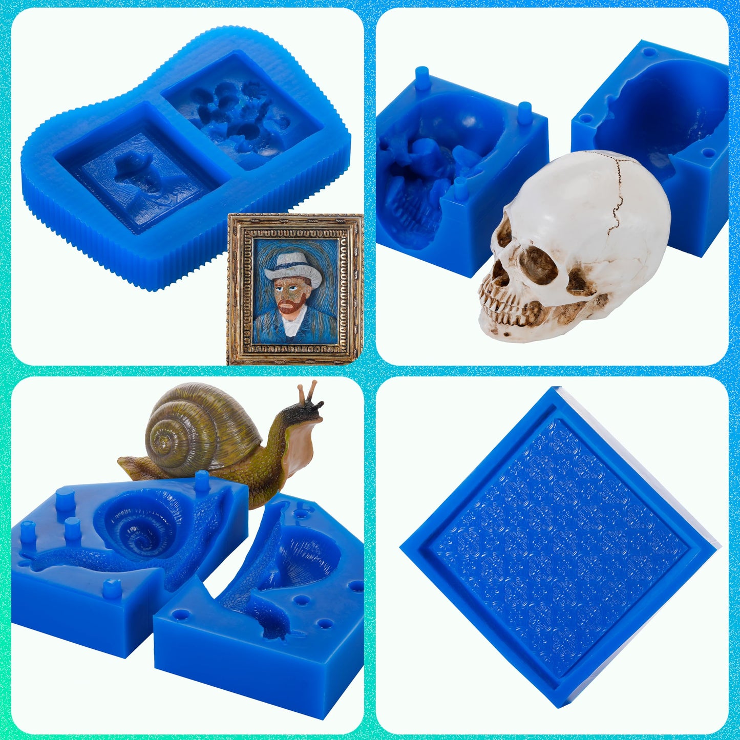 BBDINO Silicone Mold Making Kit, 30A Liquid Silicone for Mold Making 38.8 OZ, Quick Cure Molding Silicon Rubber, 1:1 Mix Ideal for Casting Resins Molds & Silicon Molds Sapphire Blue