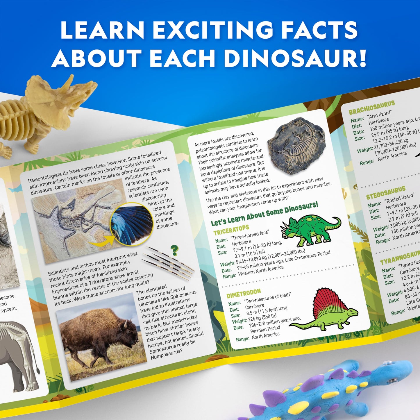 National Geographic Clay Dinosaur Arts & Crafts Kit - Dinosaur Air Dry Clay for Kids Activity Set with 5 Colours, 5 Dinos, Sculpting Tool & More
