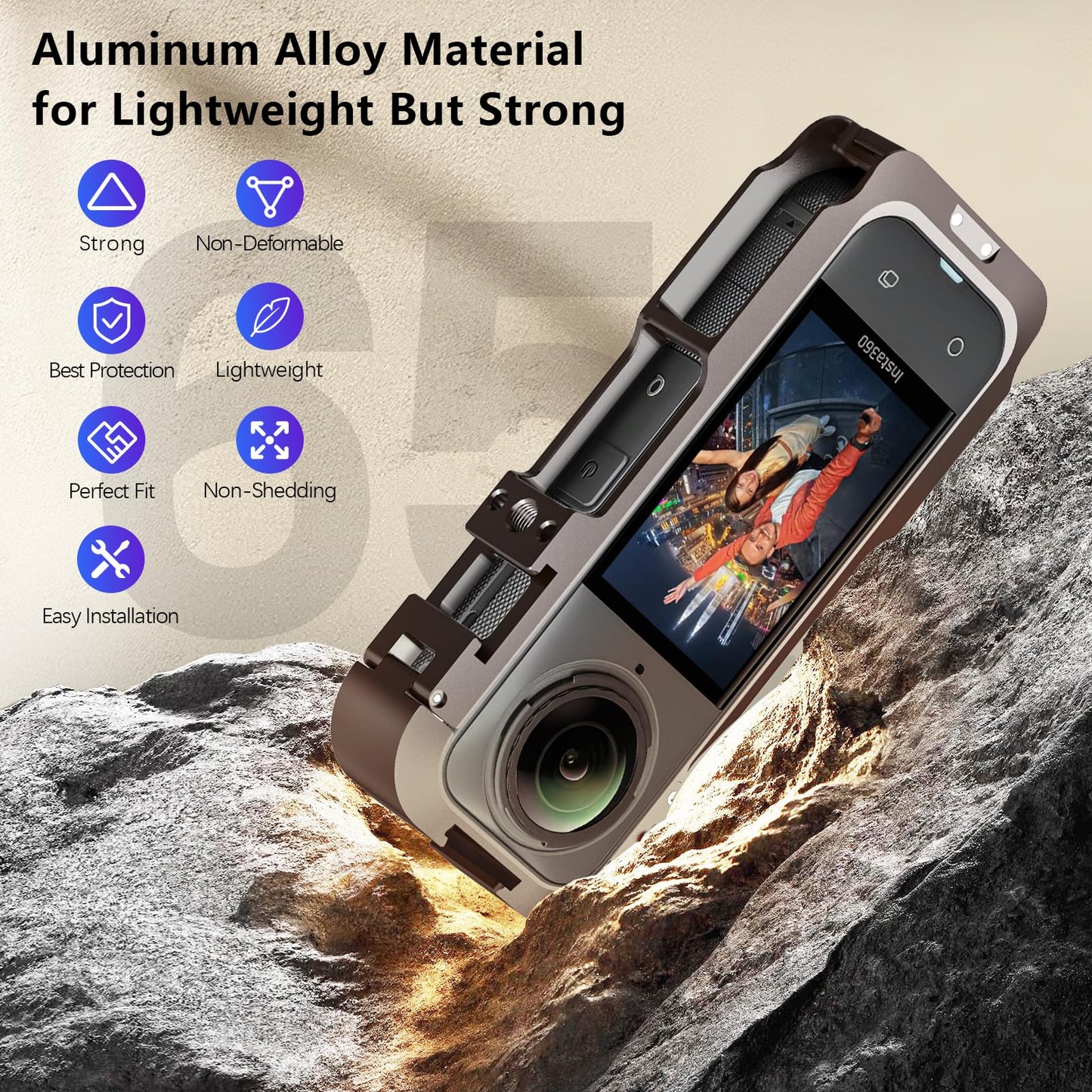 Amazear Metal Protective Case for Insta360 X5 Accessories, Insta 360 X5 Multifunction Utility Frame Stronger Construction Aluminum Cage with Quick-Release Lock, Various Expansion Mounts