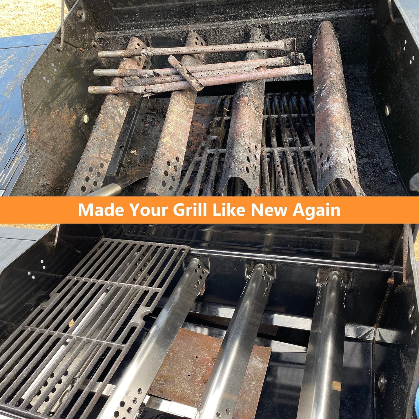 Hisencn Grill Kits for Charbroil Performance 475 4 Burner,Grill Heat Plate, Burner, Crossover Tube for Charbroil 463347017, 463361017, 463673017, 463376217, 463342119, 463376018P2, G470-0004-w1 Grill