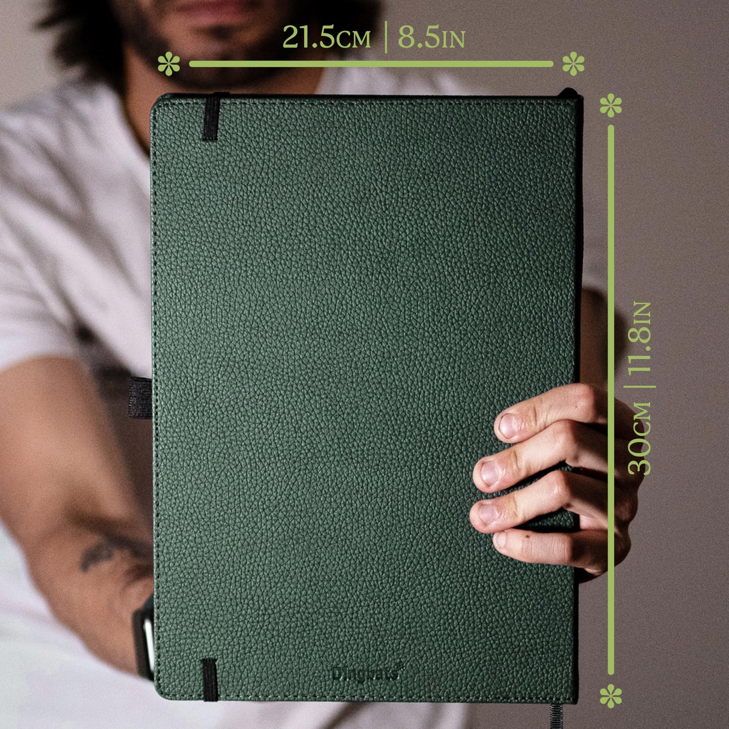Wildlife A4 Lined Notebook - Extra Large Hardcover PU Leather Journal - for Work, Travel - Pocket, Elastic Closure, Pen Holder, Bookmark