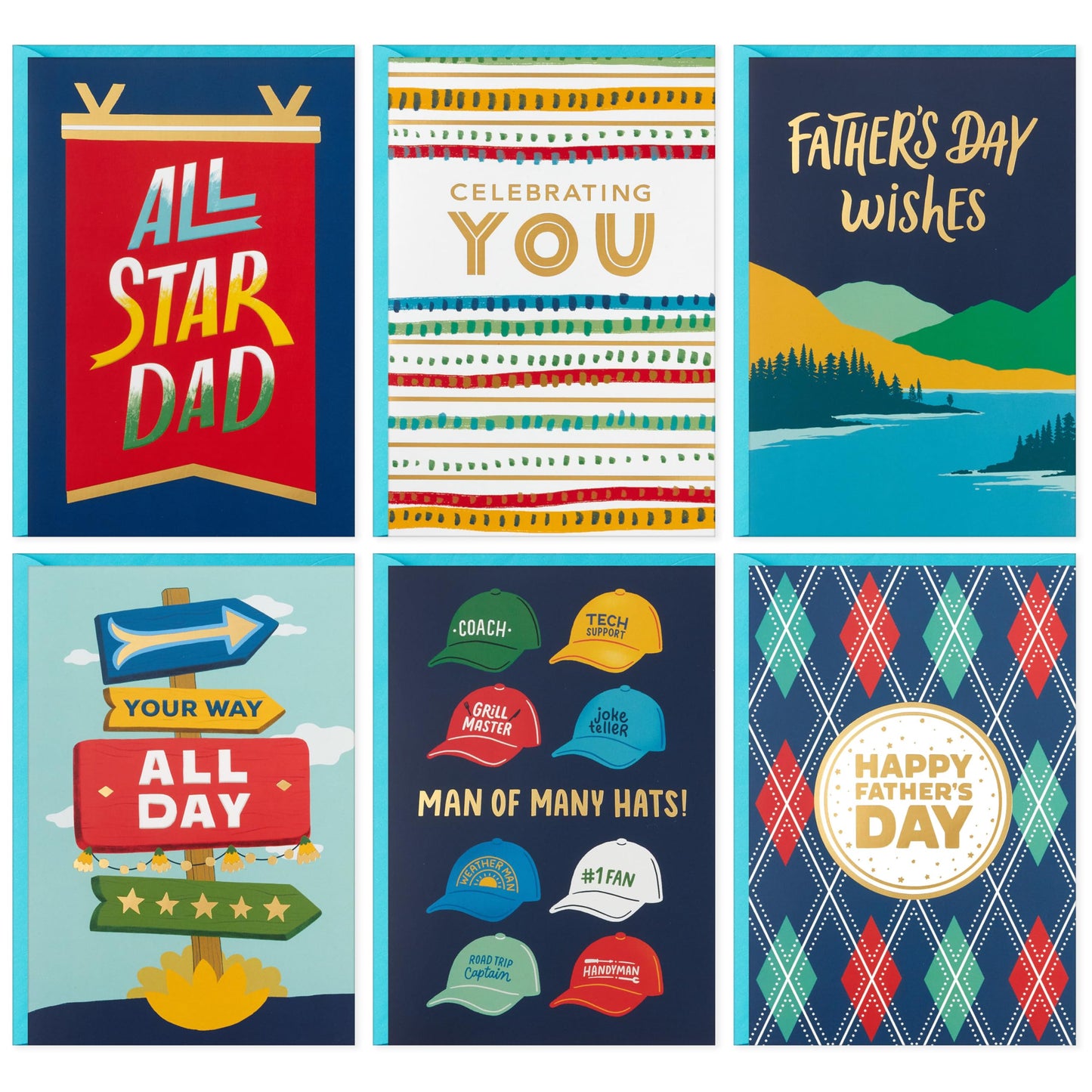 Hallmark Father's Day Card Assortment (24 Cards with Envelopes, 6 Designs)