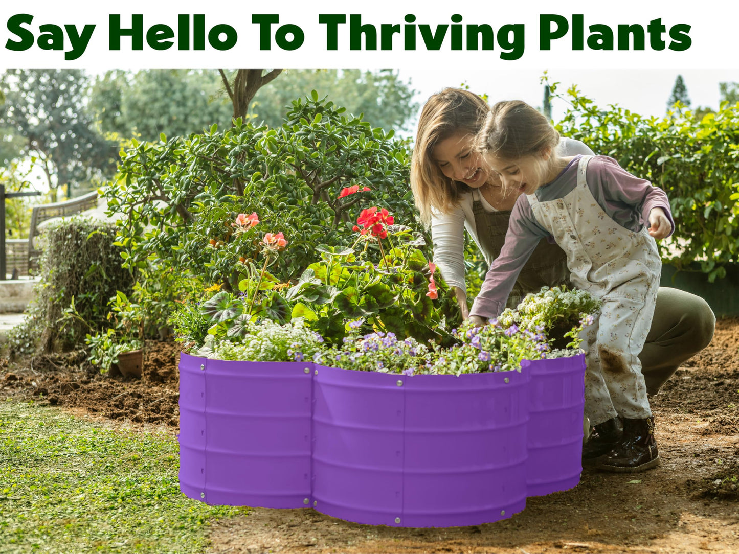 Plant & Plot Galvanized Raised Garden Beds Outdoor // 3×3×1 ft Planter Raised Beds for Gardening, Vegetables, Flowers // Large Metal Garden Box (Purple) // Patented Tool-Free Design