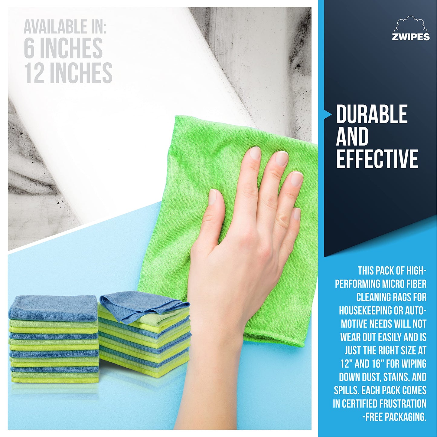 Zwipes Microfiber Cleaning Cloths, Pack of 24
