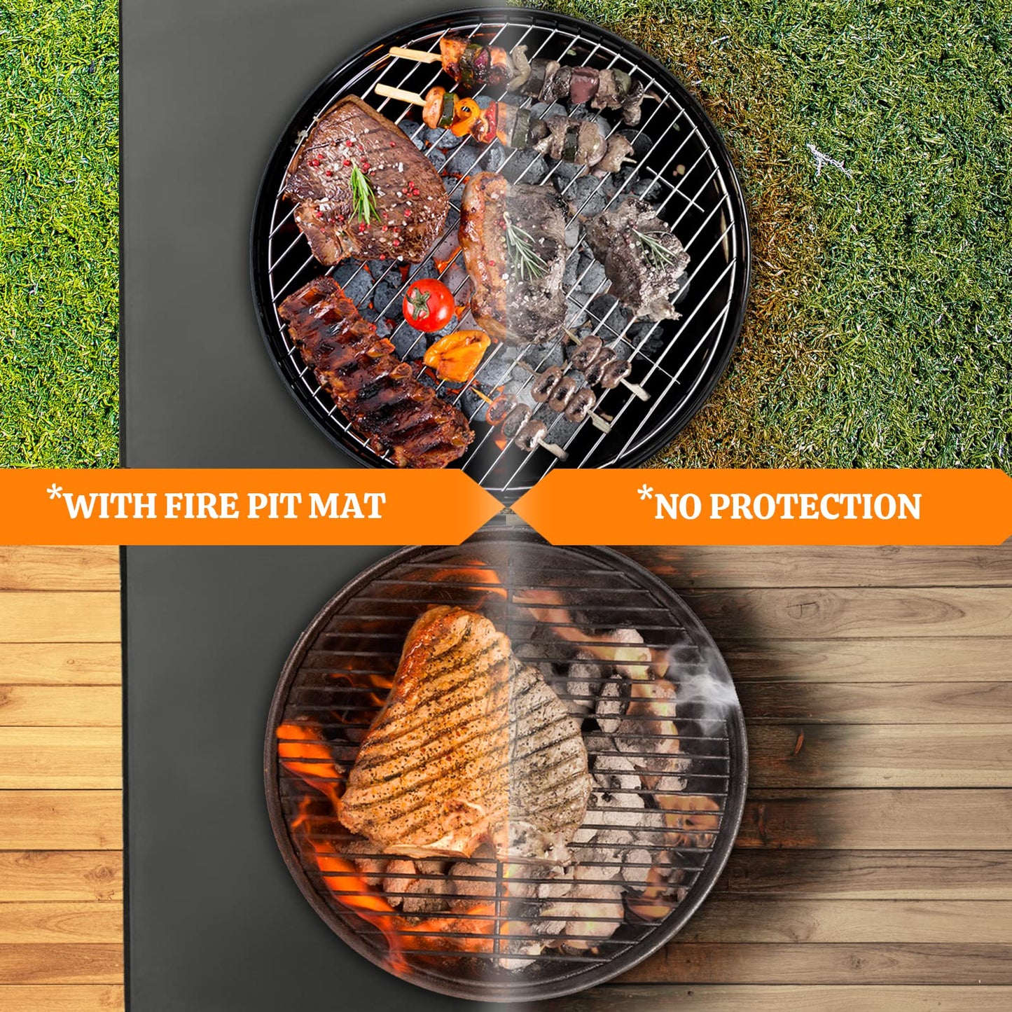 LeadCon 200 x 150cm Extra Large Under Grill Mat, Fireproof Pit Mat for Grill Deck and Patio Protector, Flat Top Grill, Outdoor Charcoal, Fire Resistant Rugs for Fireplace, Reusable Fire Pit Mat…