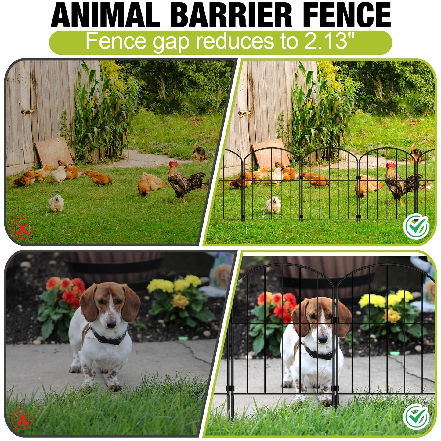 Decorative Garden Fence 24in (H) x 10.5ft (L), 10 Panels No Dig Garden Fencing Animal Barrier for Dogs Rabbits Arched Flower Bed Edging, Metal Wire Border Panel for Outdoor Patio Yard Decor