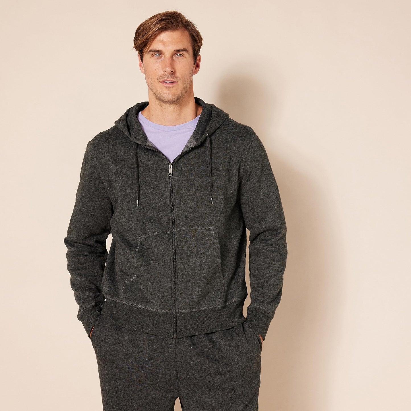 Amazon Essentials Men's Big & Tall Full-Zip Hooded Fleece Sweatshirt, Charcoal Heather, 3X Tall