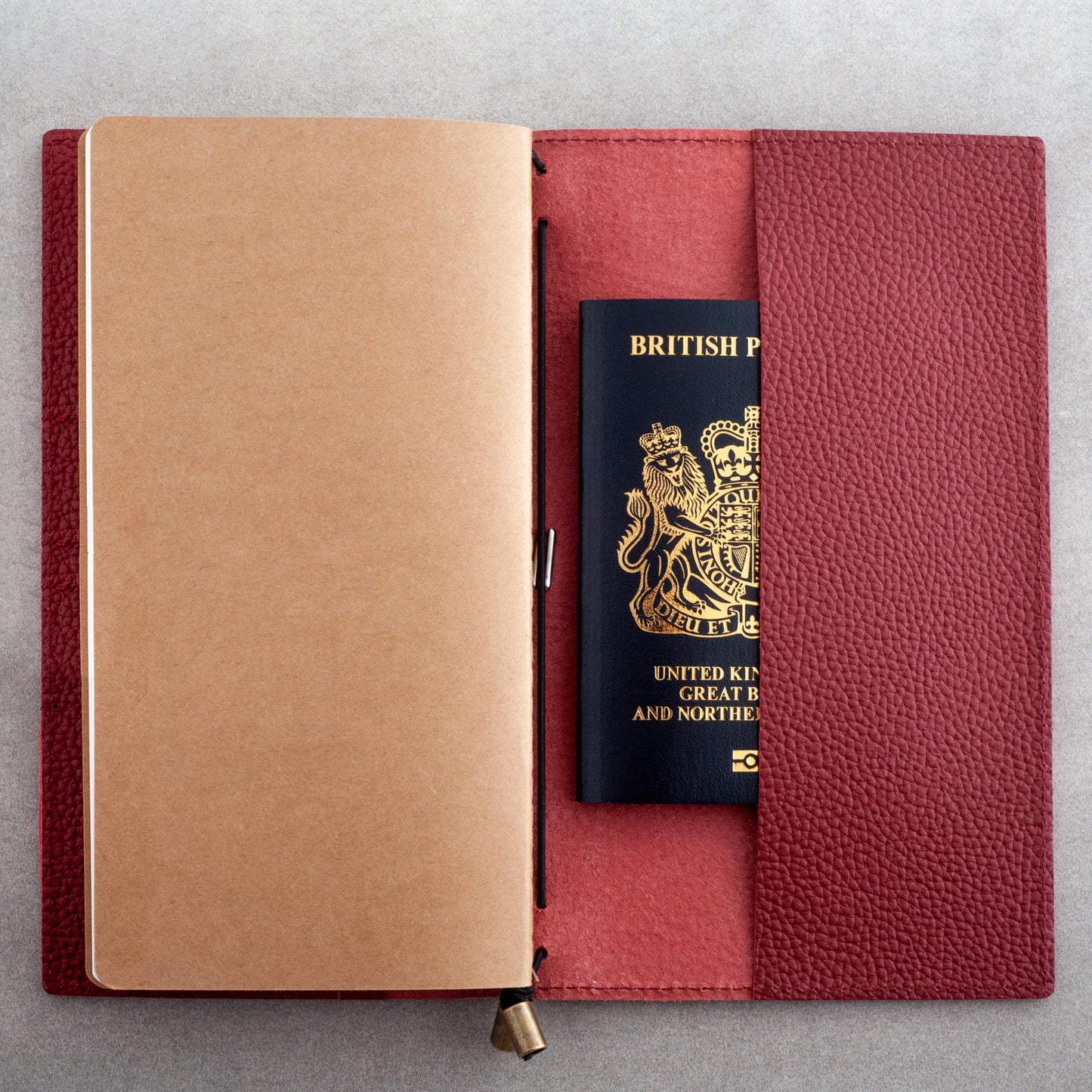 Wanderings Regular Size Travelers Notebook with Pockets - 4.75" x 8.5" (12 x 22cm) - Refillable Travelers Journal - Beautifully Handcrafted, Red Leather Journal, includes 100 GSM Blank Inserts