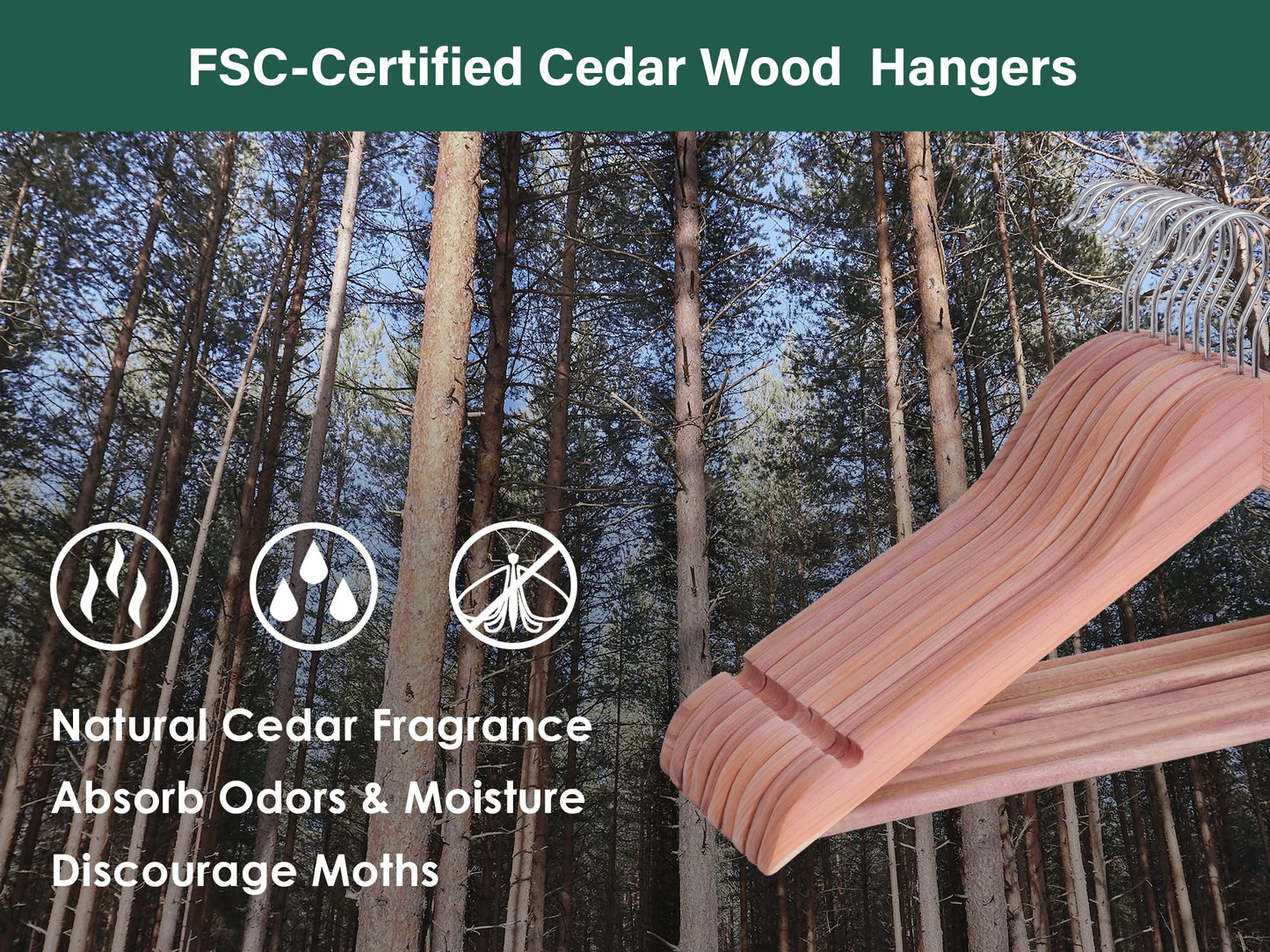 StorageWorks Cedar Wood Clothes Hanger 20 Pack, Wooden Coat Hangers for Shirts, Jackets, Pants, Suits, Sweaters