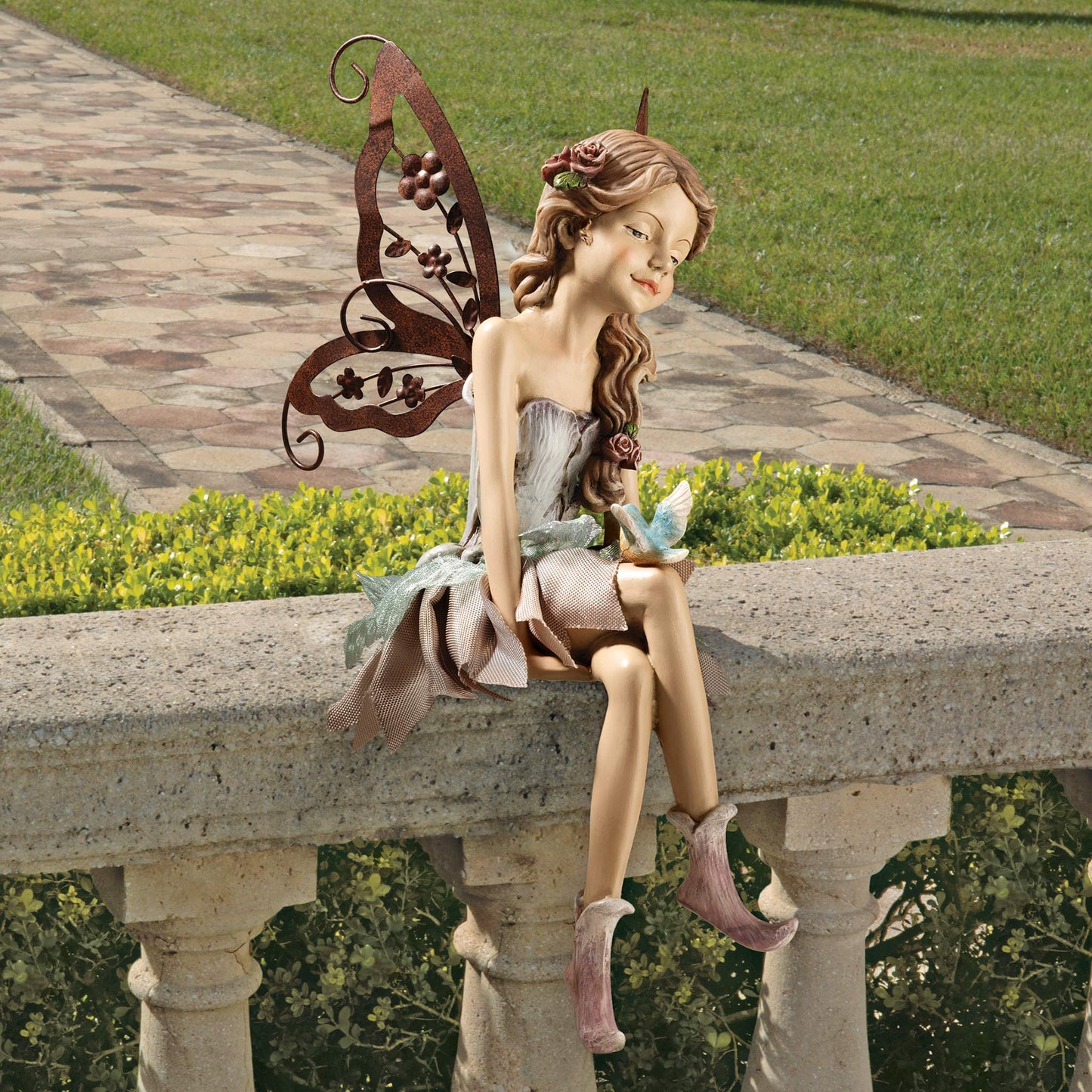Design Toscano Fannie, The Fairy Sitting Statue