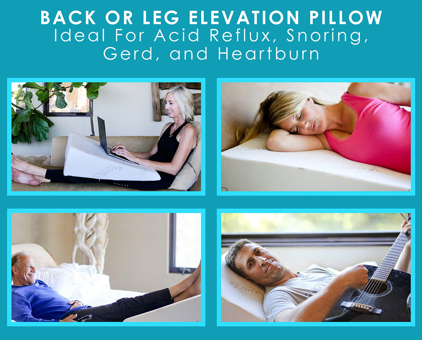 7.5 Inch Bed Wedge Pillow for Acid Reflux or Sleeping | 1.5 Inch Memory Foam Top with Stay Cool Cover | Incline Leg Elevation Pillows | Ideal for Gerd, Heartburn, and Snoring (25" Wx26 Lx7.5 H)