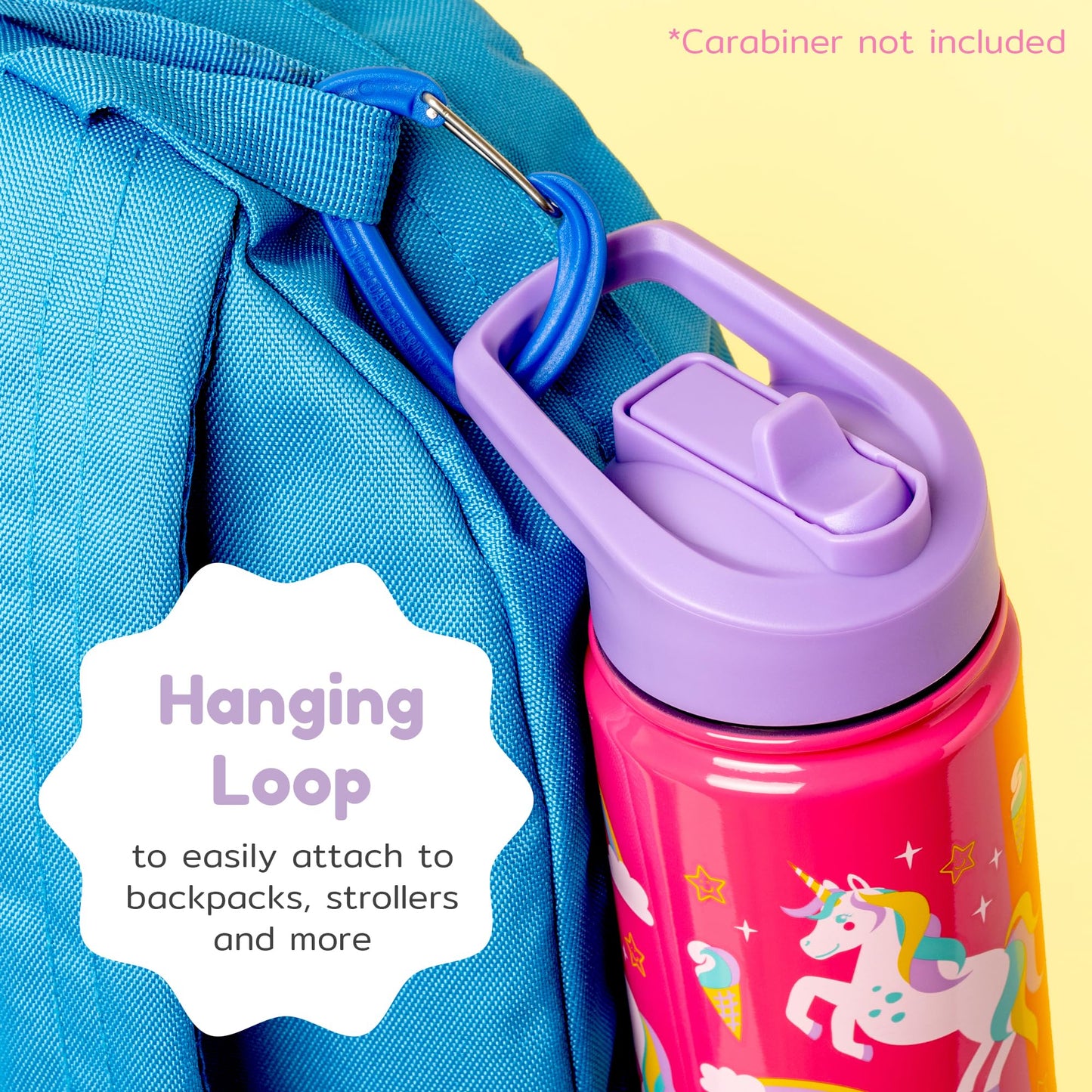 BOZ Kids Insulated Water Bottle with Straw Lid - Two-Pack Unicorn/Mermaid Stainless Steel Vacuum Double Wall Toddler Bottle, 14 oz (414ml) Scratch-Resistant and Dishwasher-Safe