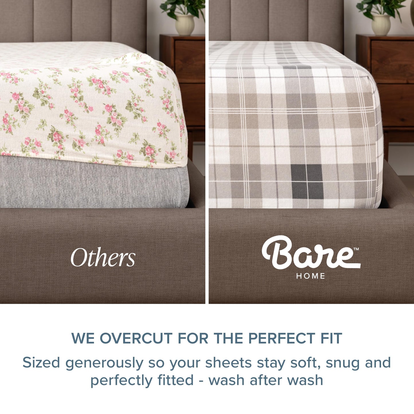Bare Home Flannel Sheet Set 100% Cotton, Velvety Soft Heavyweight - Double Brushed Flannel - Deep Pocket (Queen, Dark Blue)