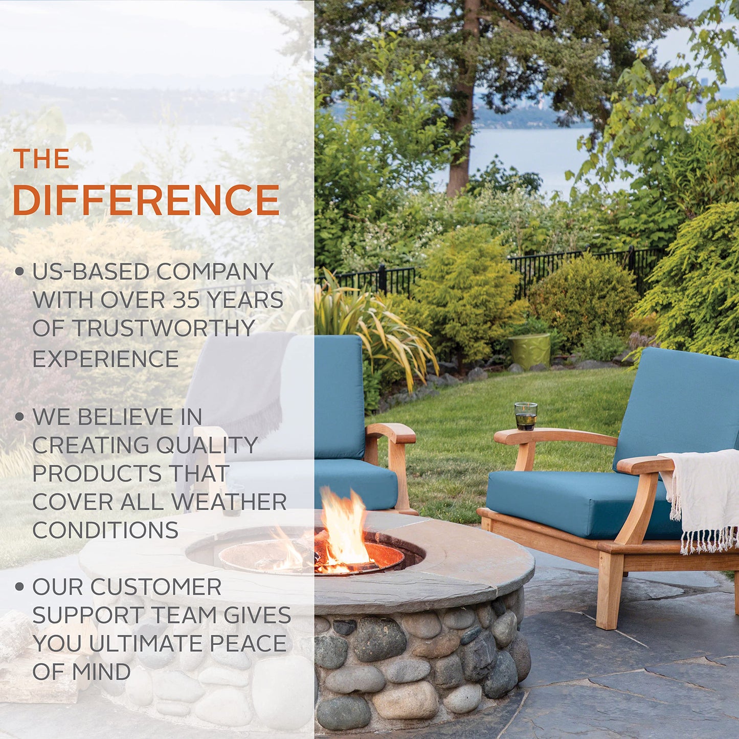 Classic Accessories Ravenna Water-Resistant Patio Seat Cushion Cover, 25 x 25 x 5 Inch, Spice