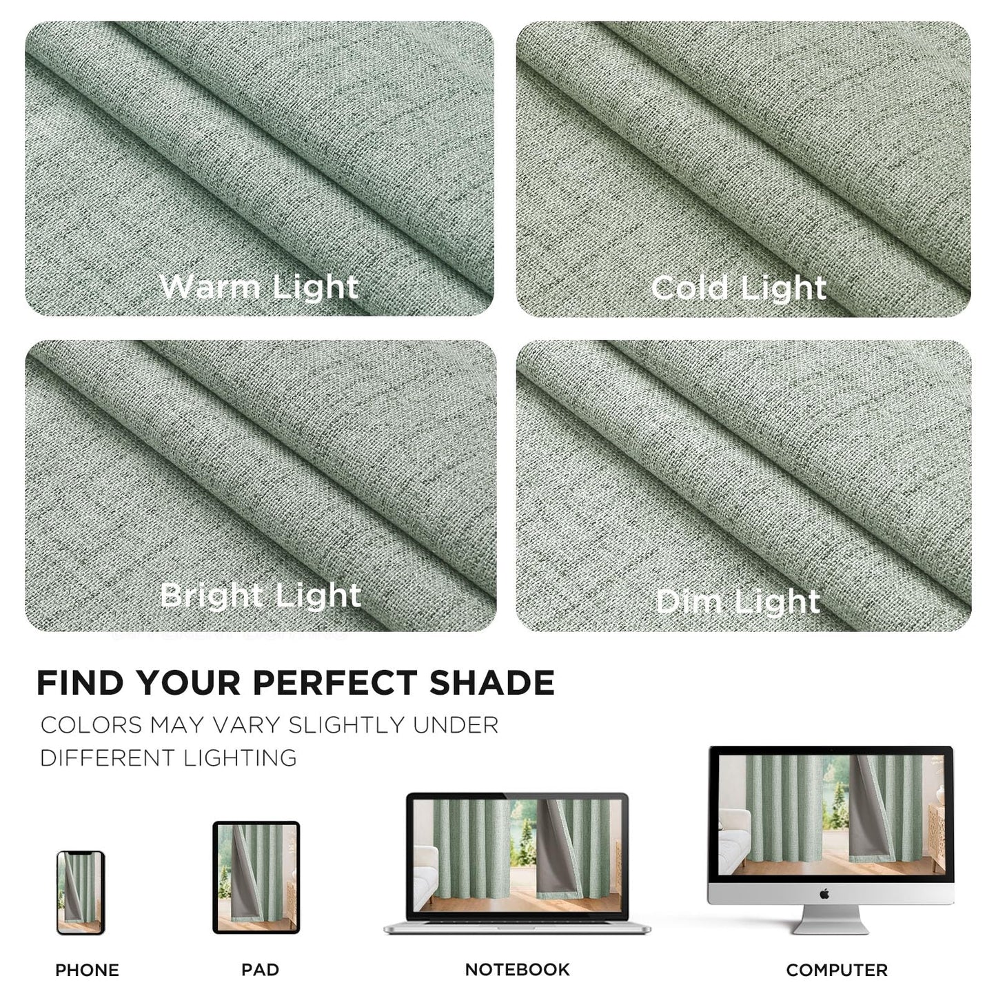 Joydeco Blackout Curtains for Bedroom - 84 Inch Long 100% Light Blocking 2 Panels Sage Green Drapes, Thermal Insulated Room Darkening Curtains, Linen Textured for Living Room, Rod Pocket & Back Tabs