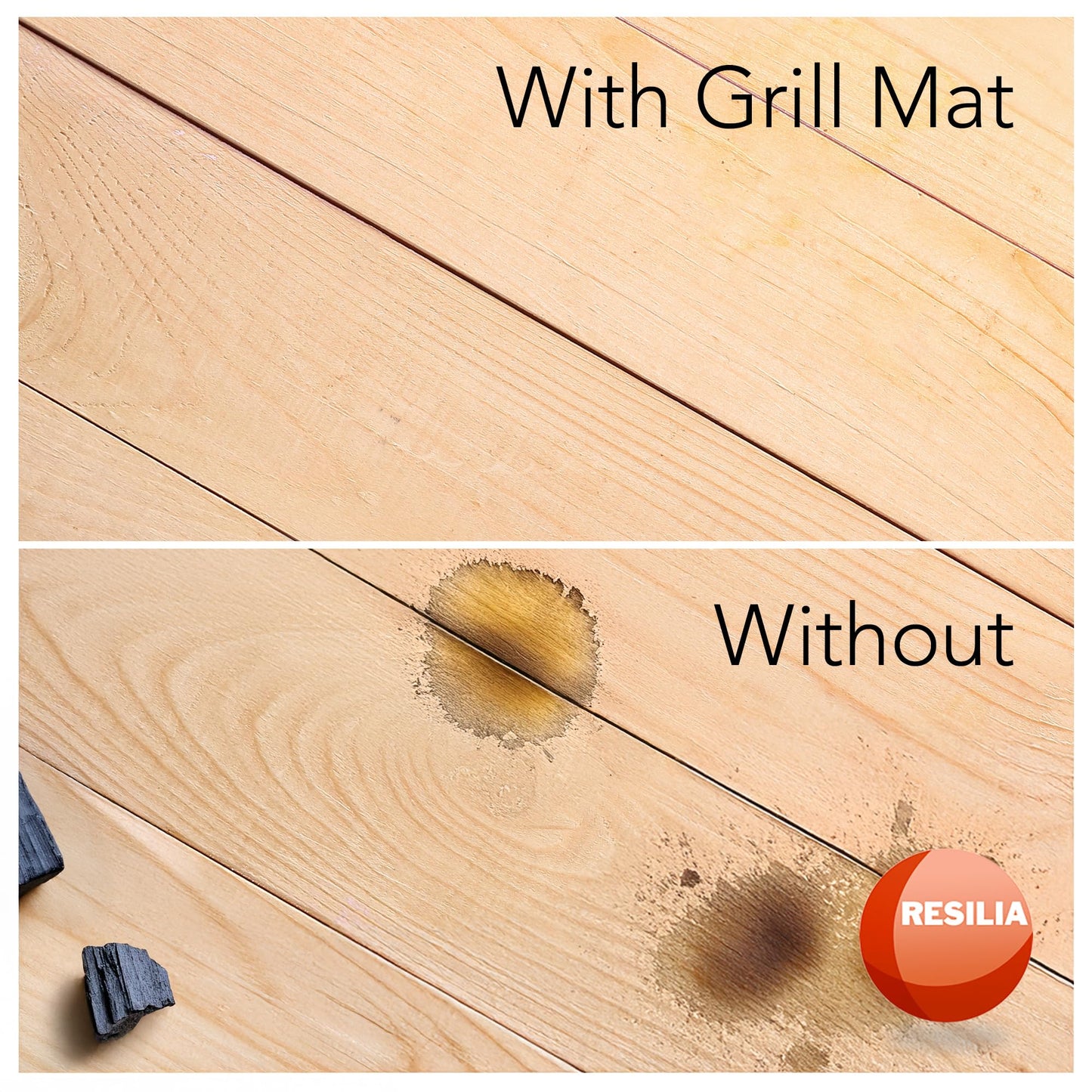 RESILIA Round Under Grill Mat – Heavy Duty, Reusable Outdoor Floor Protector Mats for Deck, Patio, & Garage – Large 36 Inch Diameter, Beige/Tan Orange Peel, Made in The USA