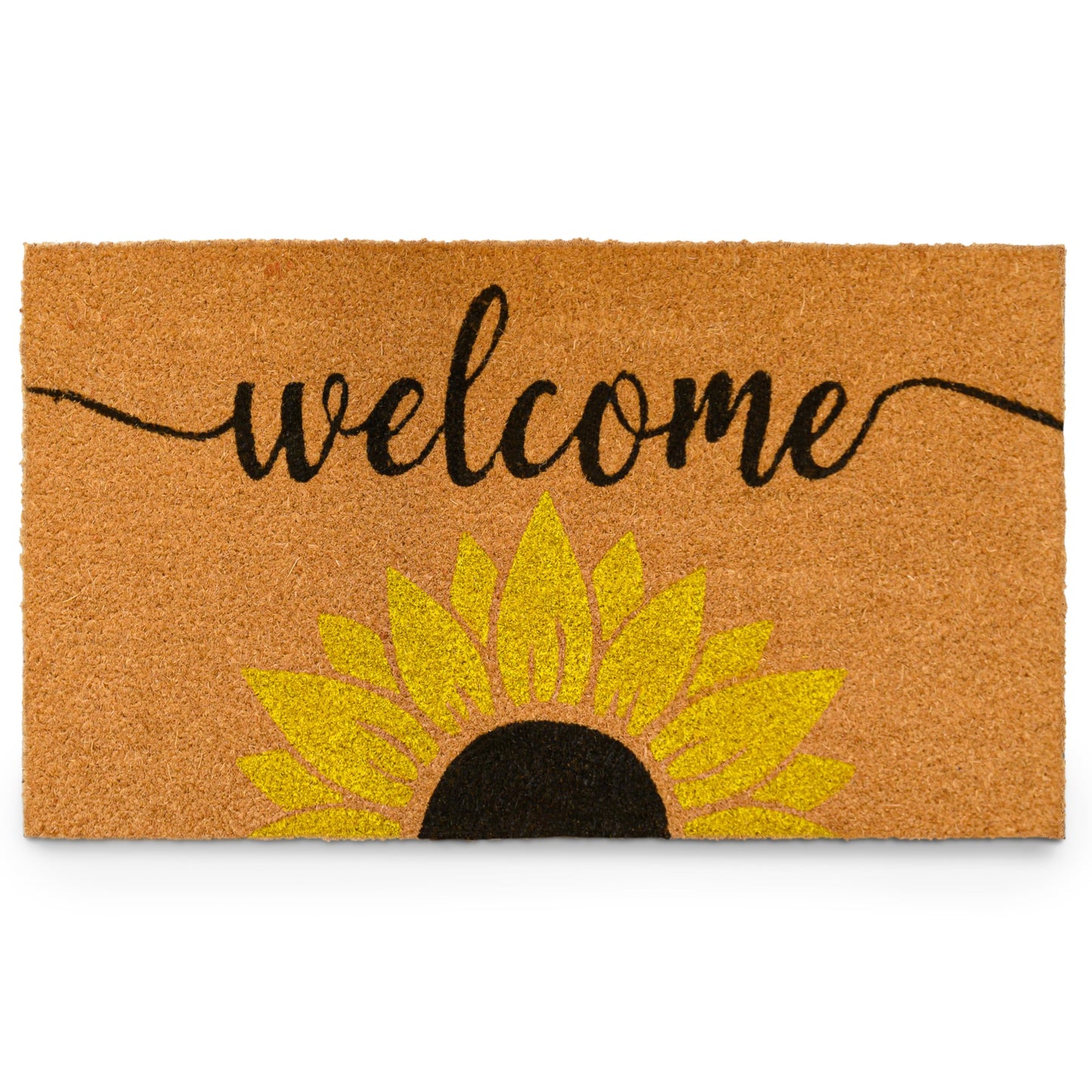 Sunflower Welcome Mat 30x17 Inch, Sunflower Door Mat for Covered Outdoor Area, Spring Doormat w/Non Slip-PVC Backing