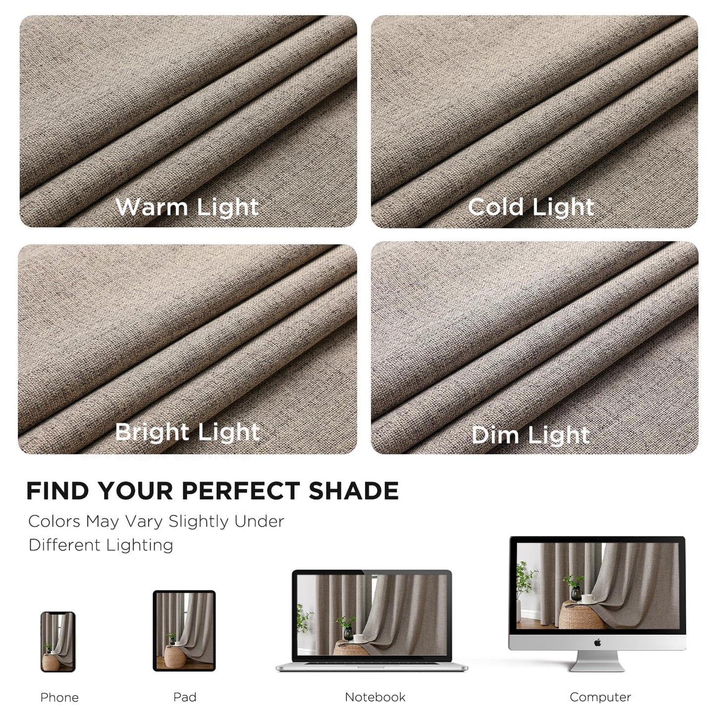 CUCRAF 100% Blackout Window Curtains for Bedroom Noise Reducing,Thermal Insulated Room Darkening Grommet Drapes for Living Room,2 Panels Sets(52 x 95 inches, Light Khaki)