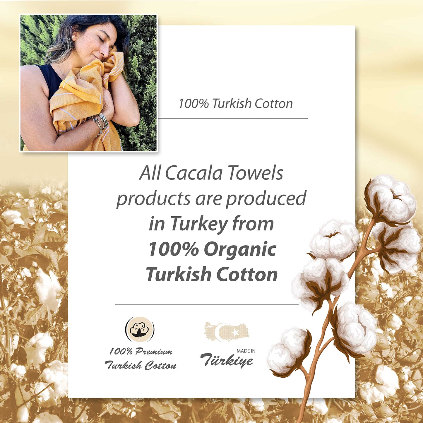 CACALA Pure Series Turkish Bath Towels – Traditional Peshtemal Design for Bathrooms, Beach, Sauna – 100% Natural Cotton, Ultra-Soft, Fast-Drying, Absorbent – Warm, Rich Colors with Stripes Aqua